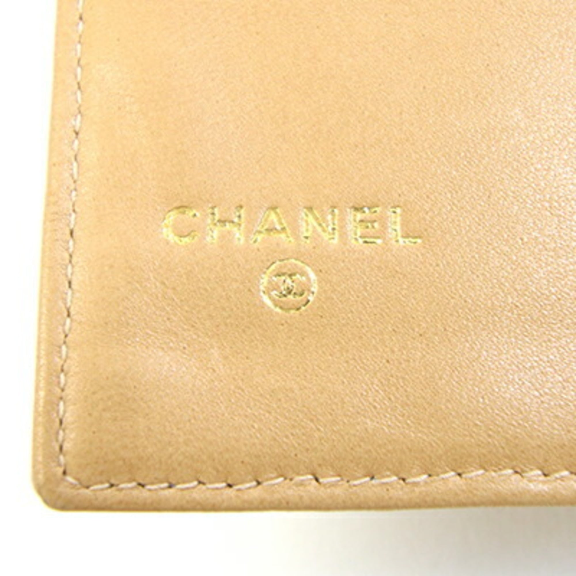 Chanel Beige Camel Grained Calfskin Long Wallet (Bi-Fold) (Pre-Owned)
