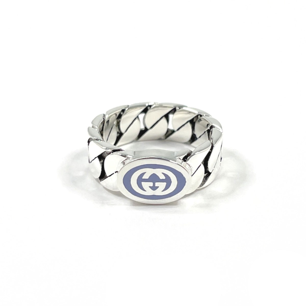Gucci Silver Light Purple Enamel Silver 925 Band Ring (Pre-Owned)