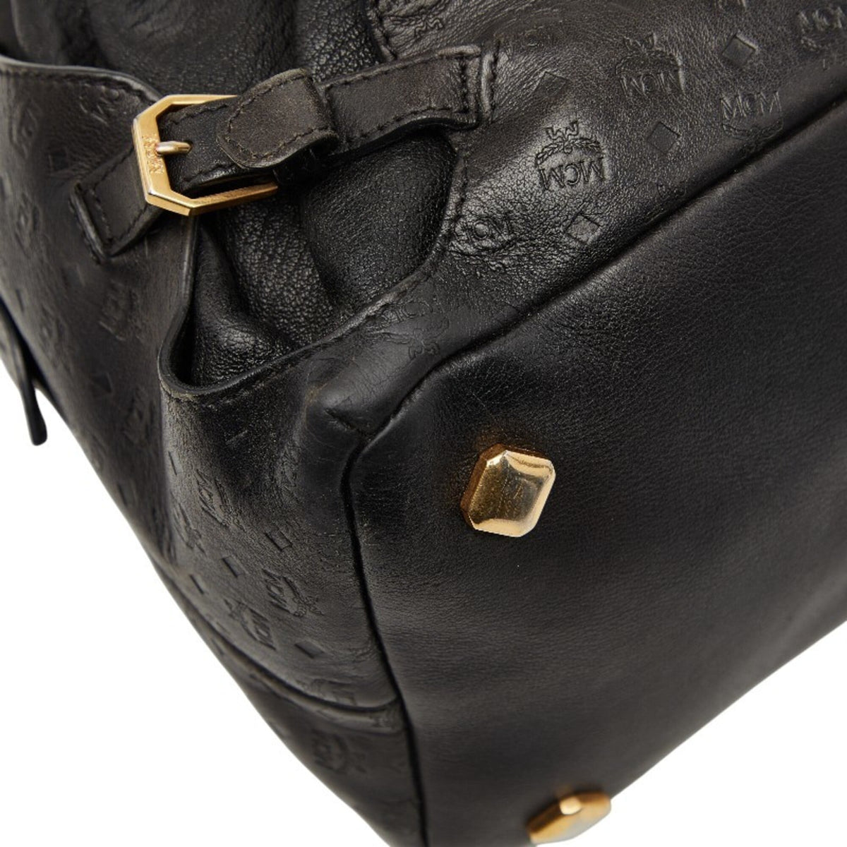 Mcm Visetos Black Leather Handbag Shoulder Bag (Pre-Owned)