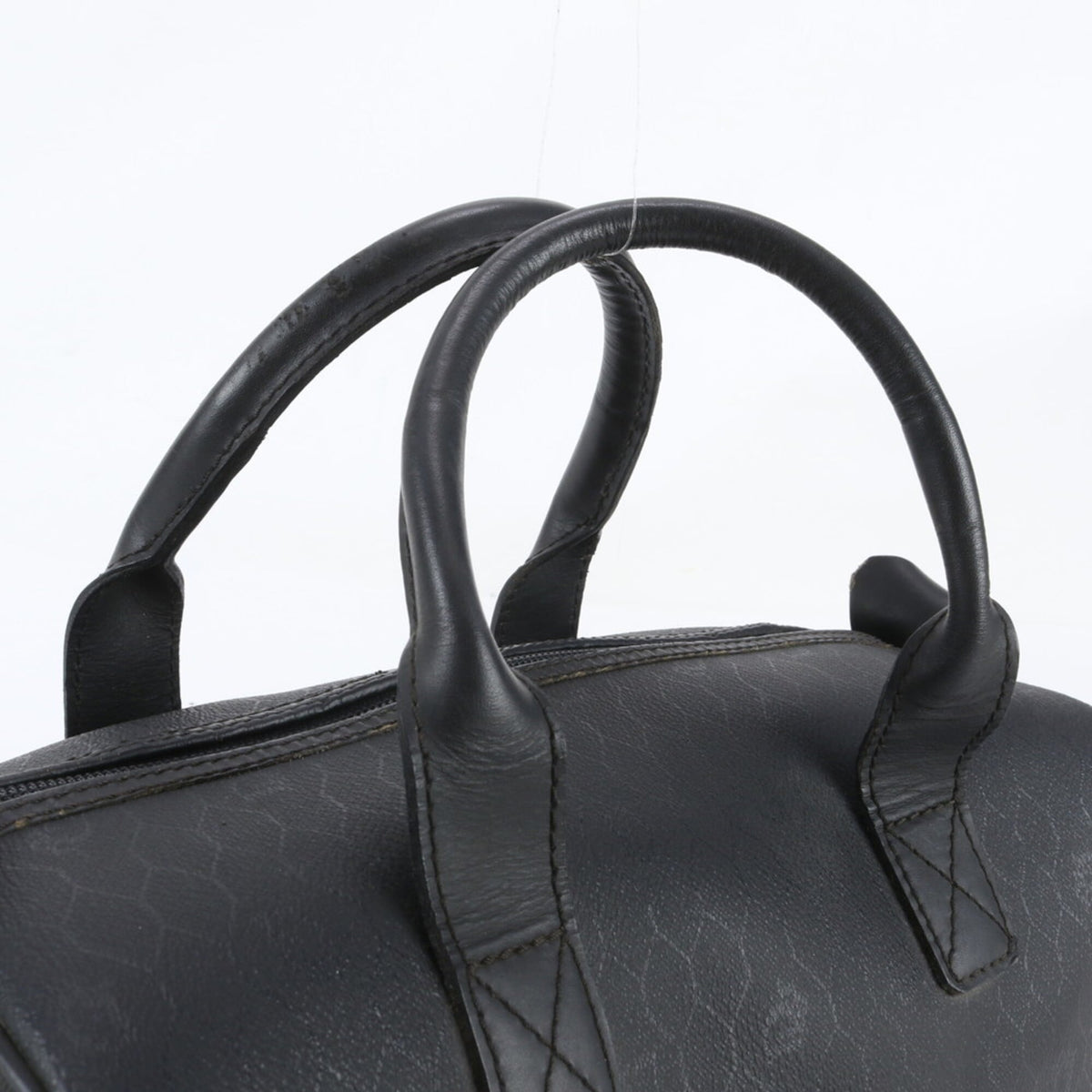Christian Dior Black Leather Coated Canvas Boston Bag Handbag Tote Bag (Pre-Owned)