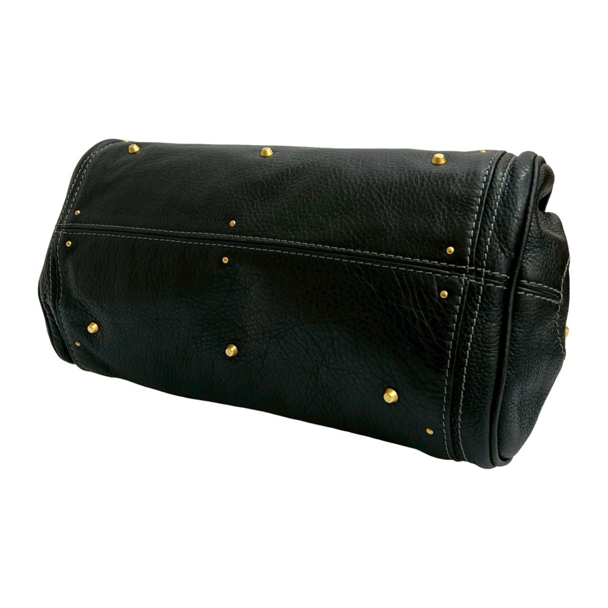Chloé Black Leather Boston Bag Handbag Tote Bag (Pre-Owned)