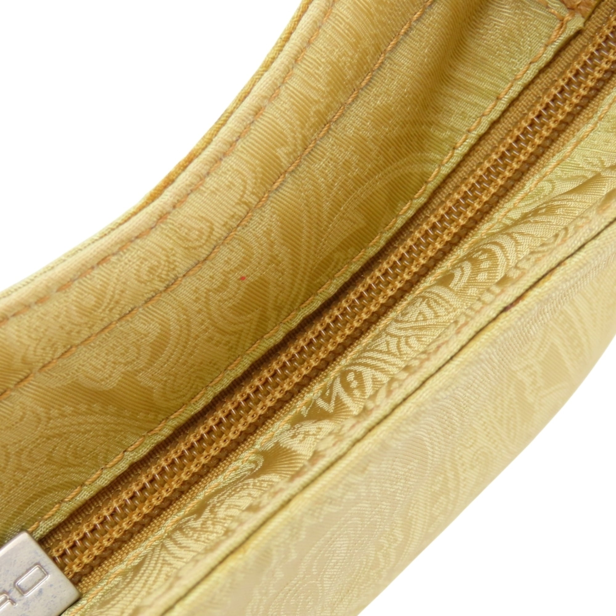 Etro Beige Brown Yellow Nylon Leather Shoulder Bag (Pre-Owned)