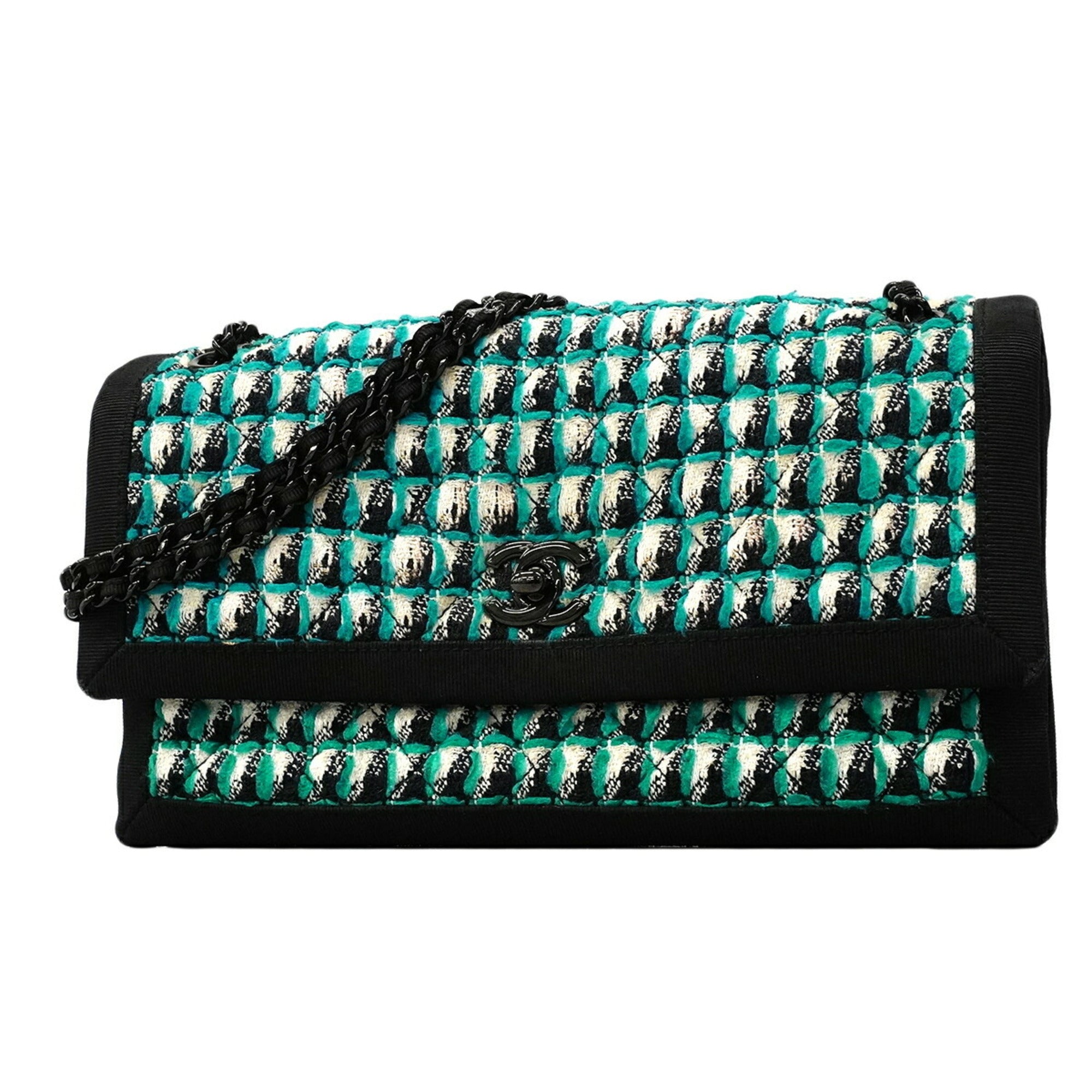 Chanel Black Nylon Tweed Shoulder Bag (Pre-Owned)