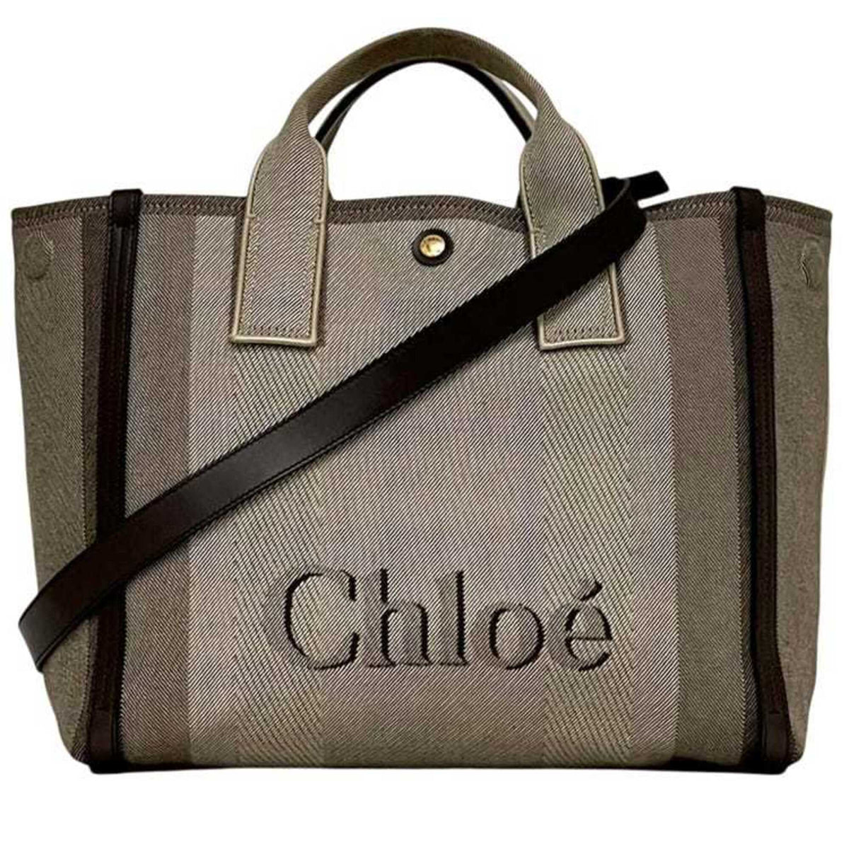 Chloé Brown Canvas Leather Tote Bag (Pre-Owned)