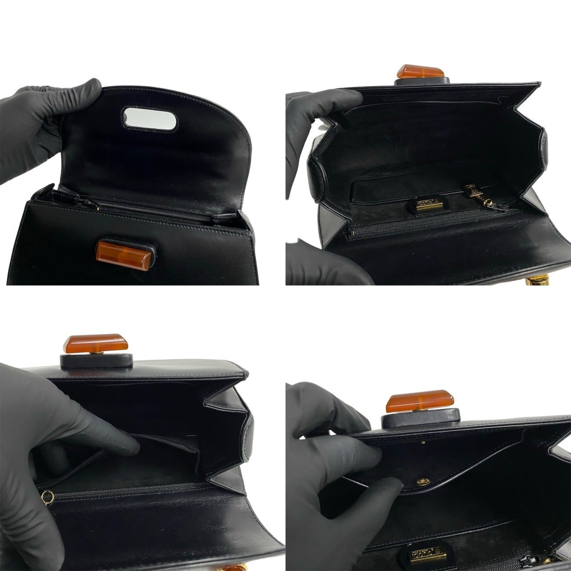 Gucci Black Leather Handbag Tote Bag (Pre-Owned)