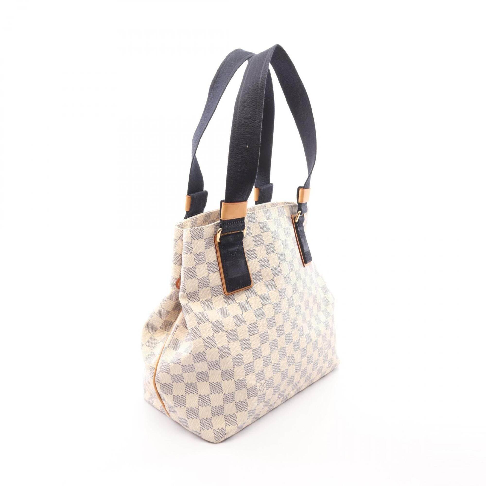 Louis Vuitton Damier Azur Navy White Coated Canvas Suede Handbag Tote Bag (Pre-Owned)