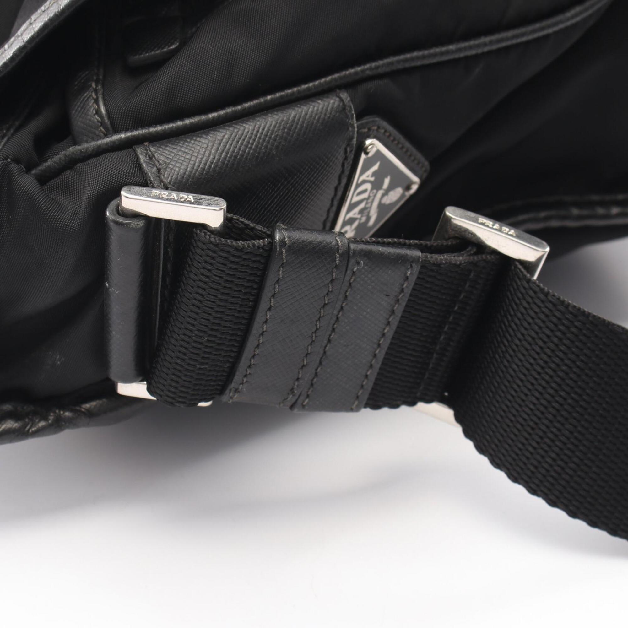 Prada Black Nylon Saffiano Triangle Handbag Messenger Bag Shoulder Bag (Pre-Owned)