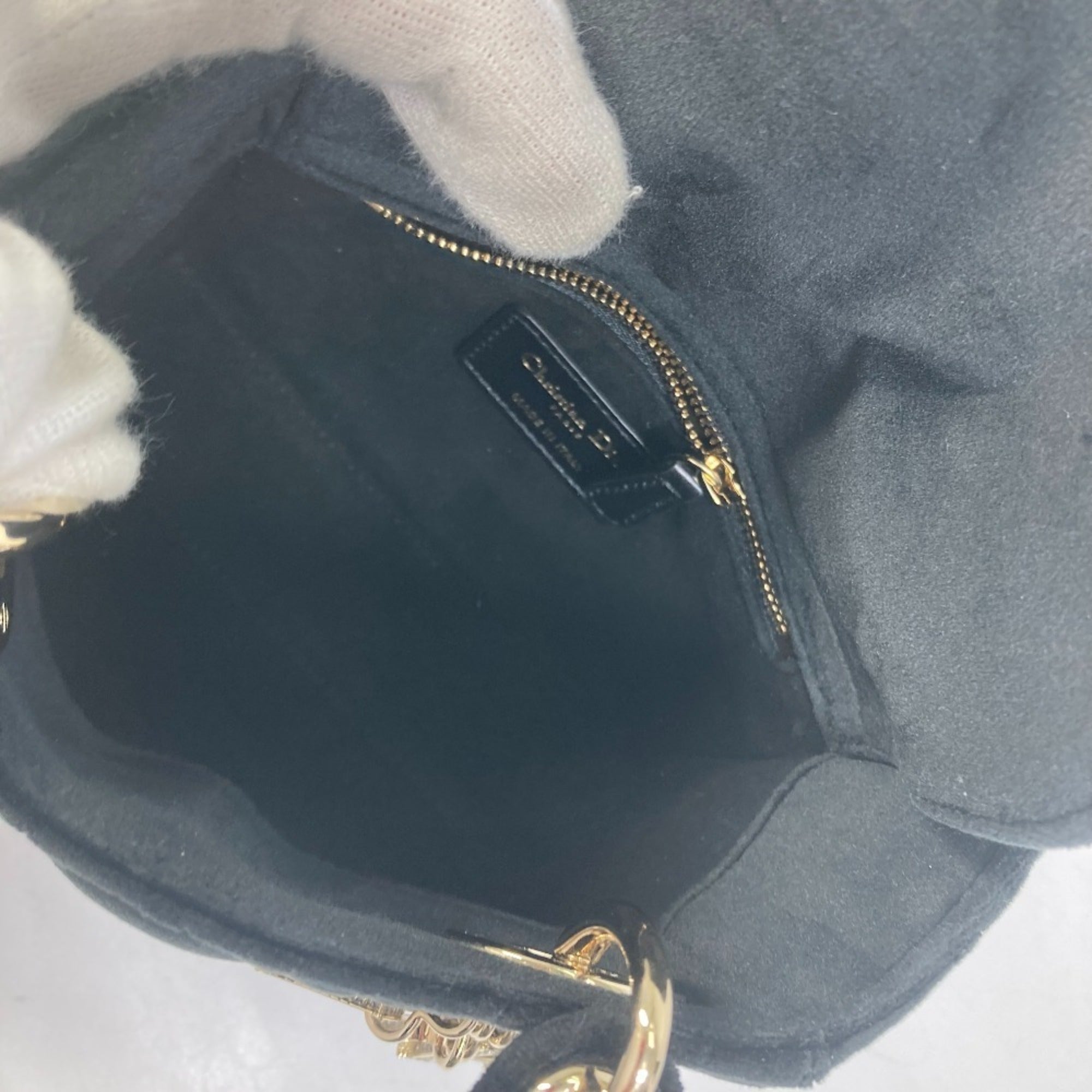 Christian Dior Lady Dior Black Leather Handbag Shoulder Bag (Pre-Owned)