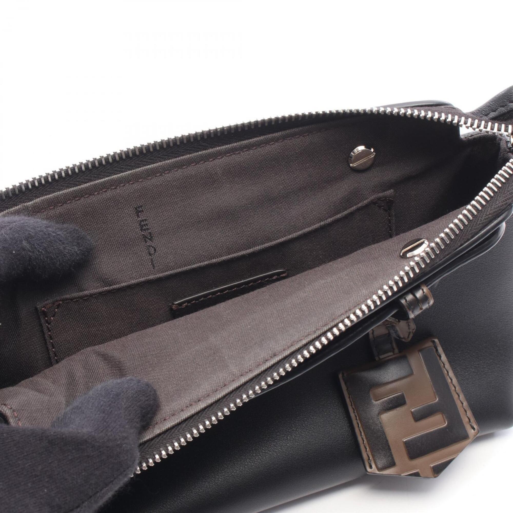 Fendi Black Brown Leather Handbag (Pre-Owned)