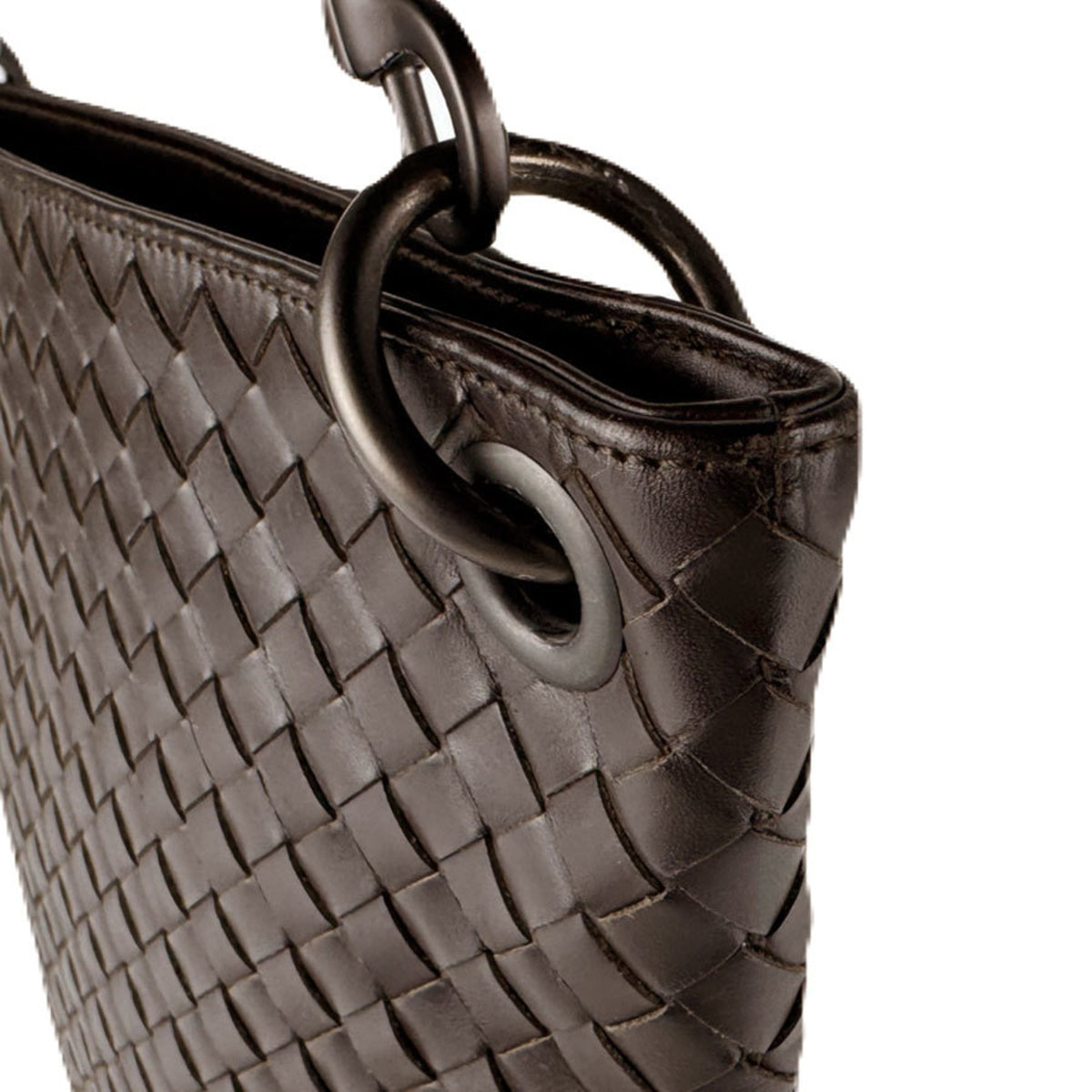 Bottega Veneta Intrecciato Black Brown Leather Shoulder Bag (Pre-Owned)