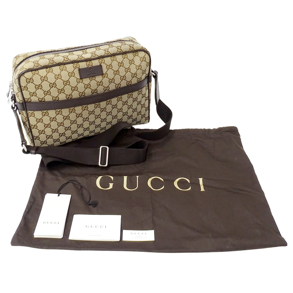 Gucci Beige Brown Gg Canvas Handbag Shoulder Bag (Pre-Owned)