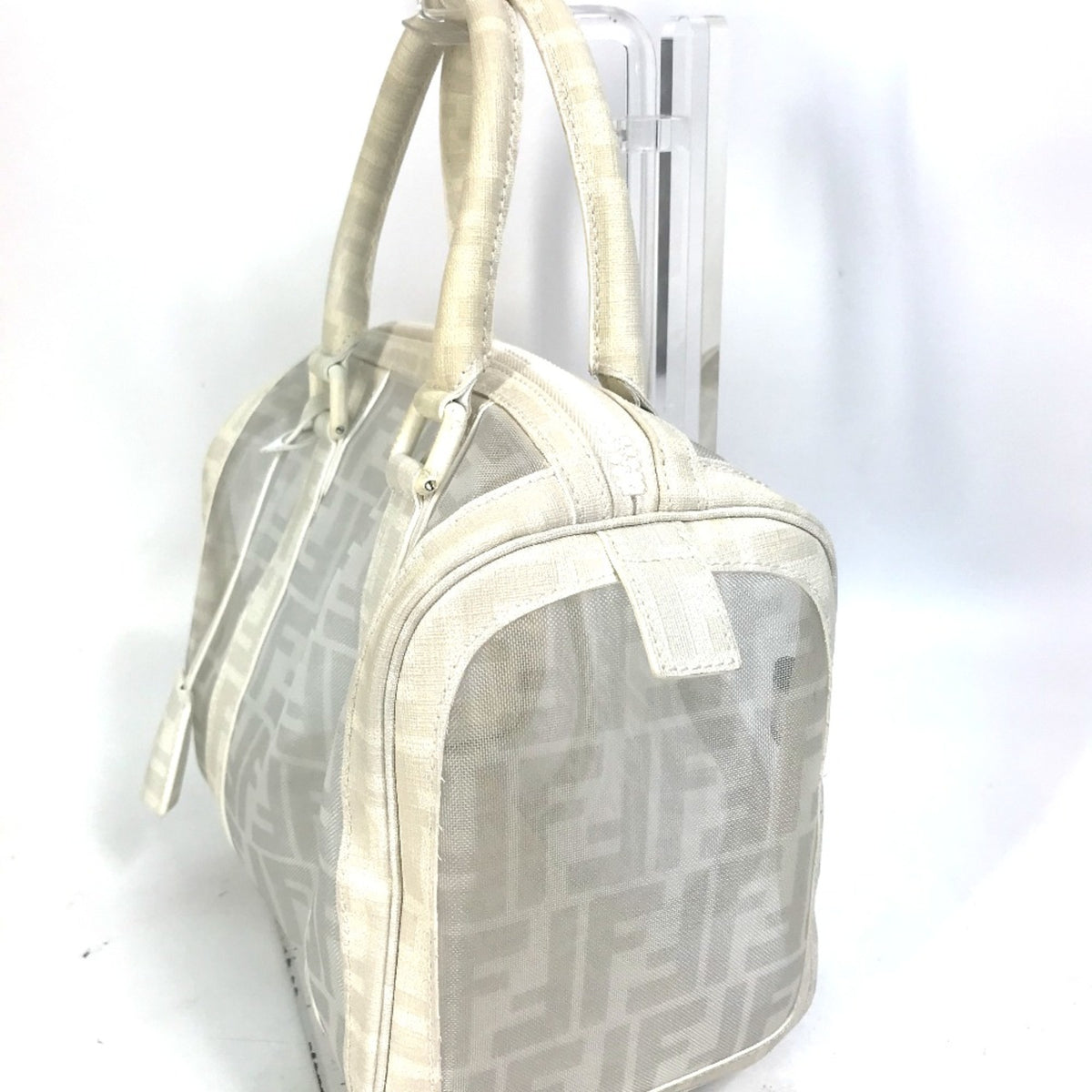 Fendi White Leather Boston Bag (Pre-Owned)