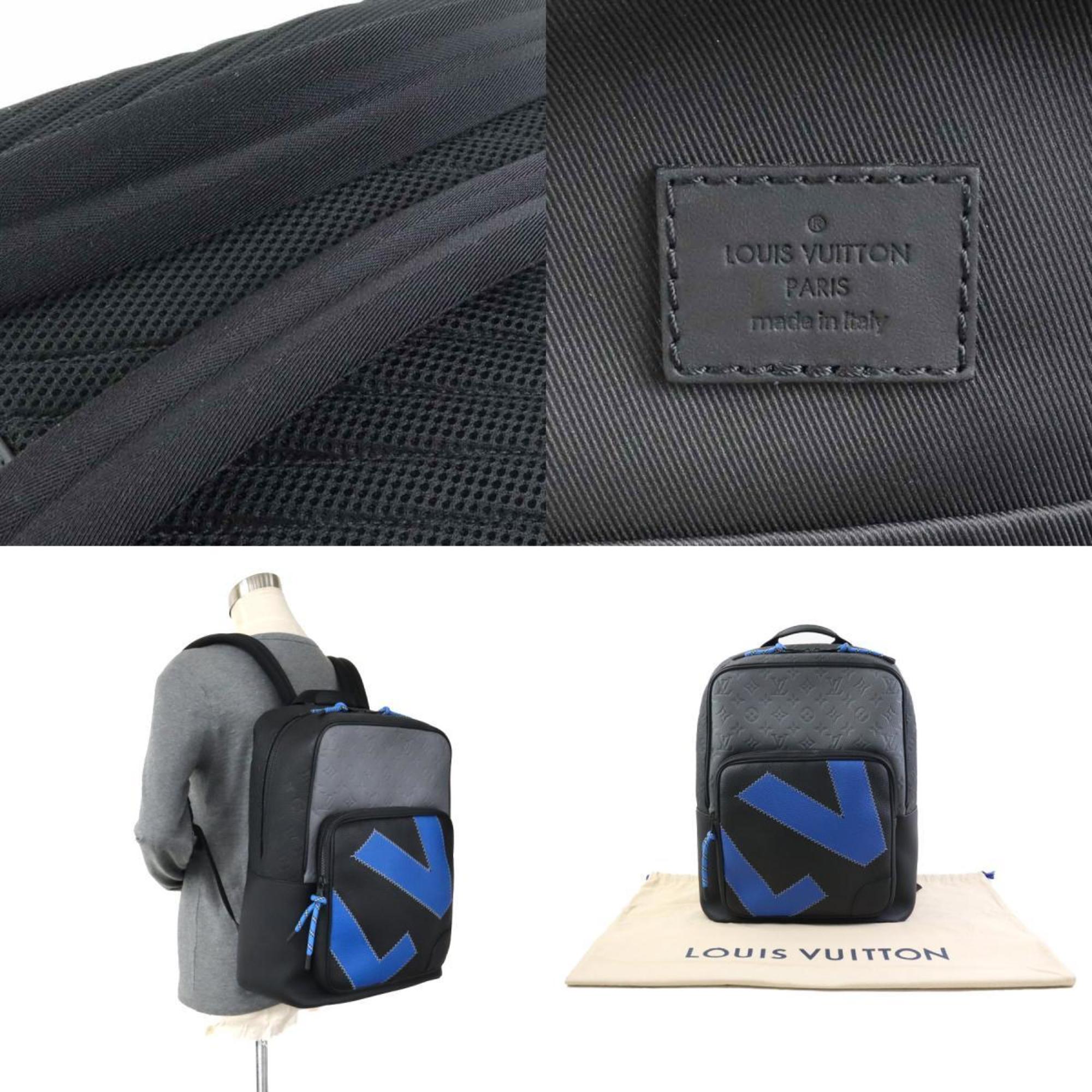 Louis Vuitton Black Blue Leather Backpack (Pre-Owned)