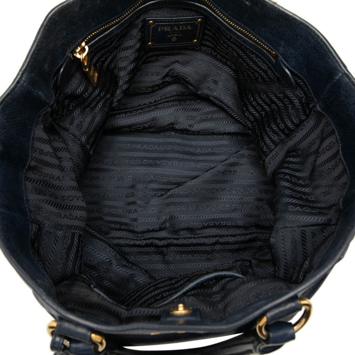 Prada Navy Leather Handbag Shoulder Bag (Pre-Owned)