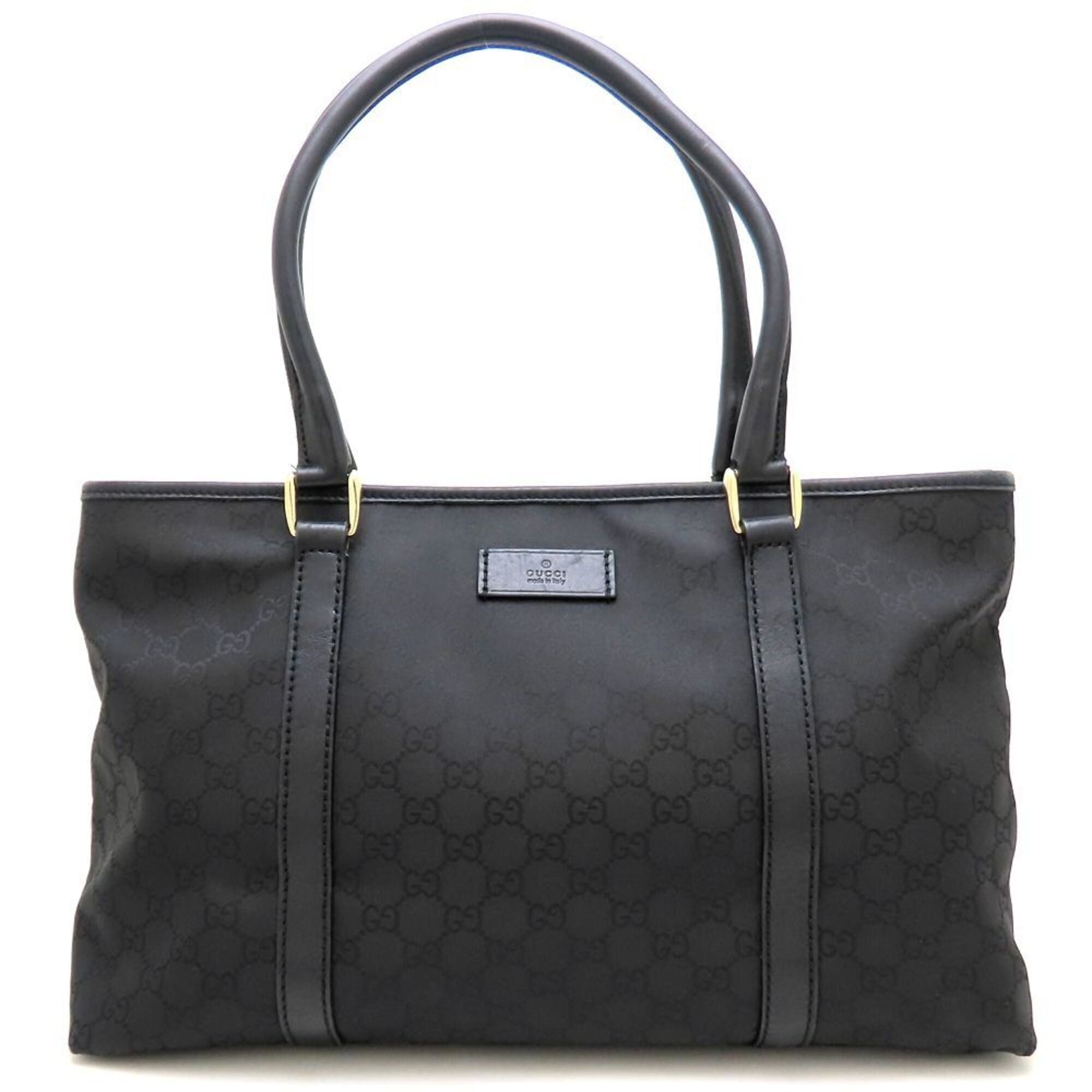 Gucci Black Gg Canvas Leather Tote Bag (Pre-Owned)