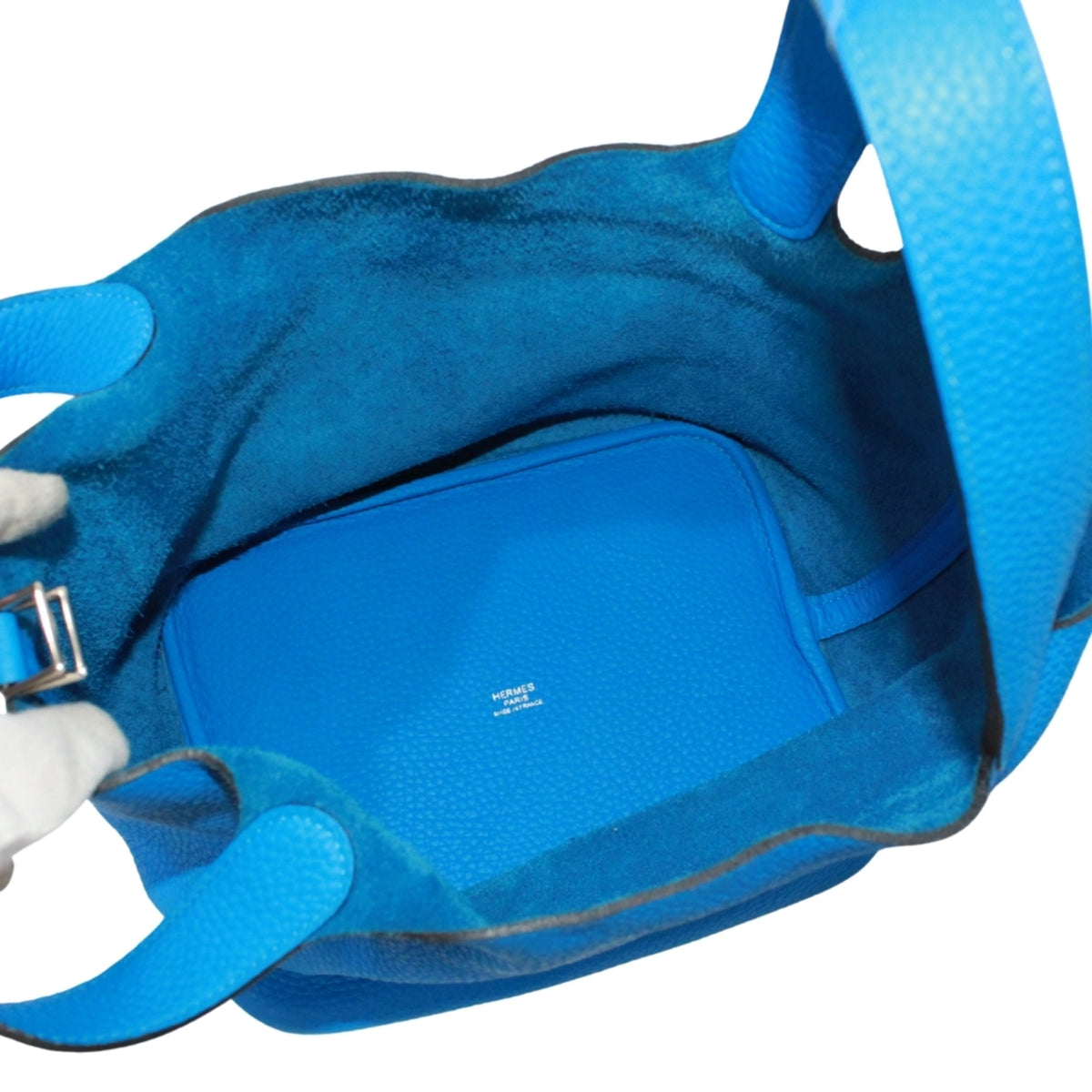 Hermes Blue Blue Hydra Taurillon Clemence Leather Handbag (Pre-Owned)