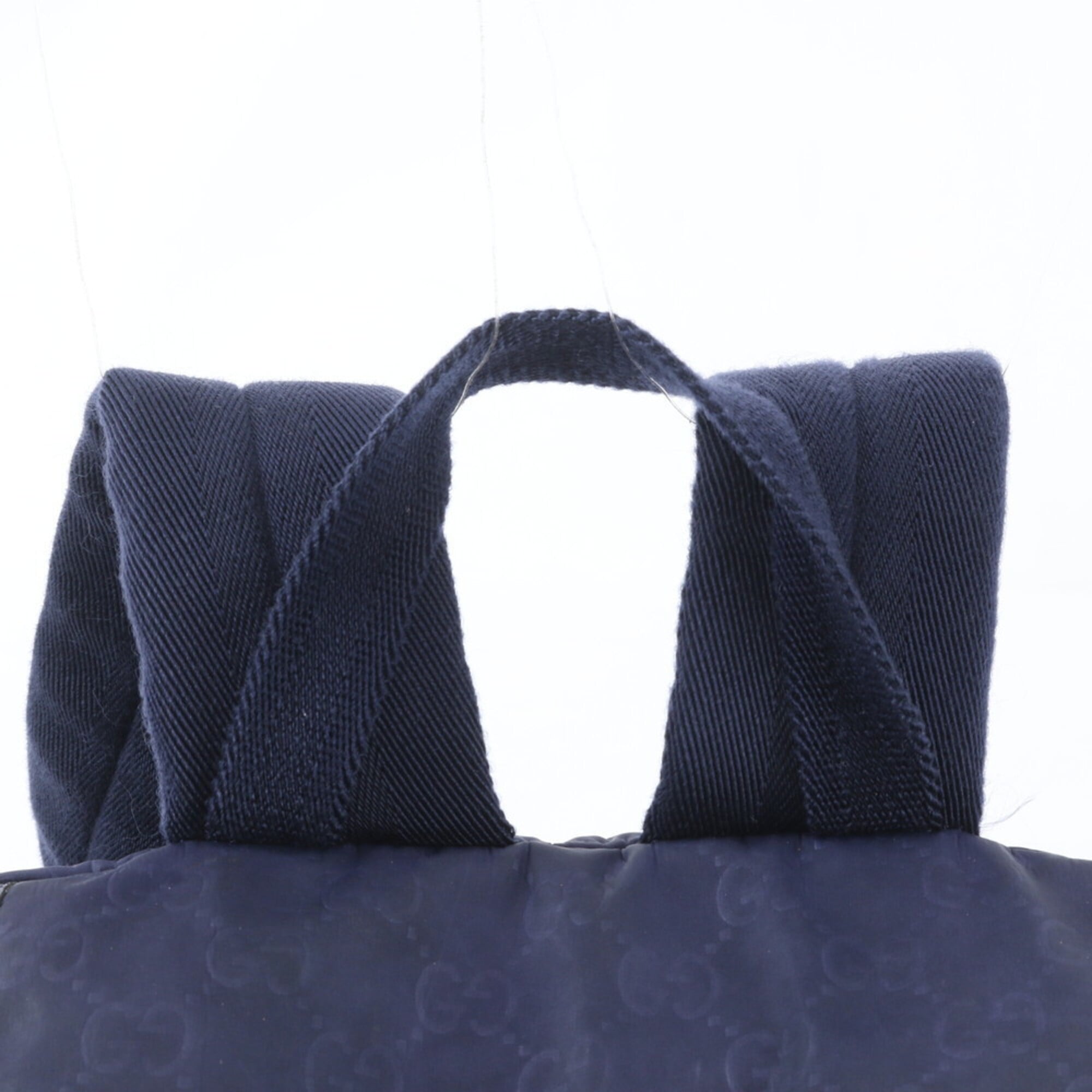 Gucci Navy Nylon Leather Backpack Handbag (Pre-Owned)