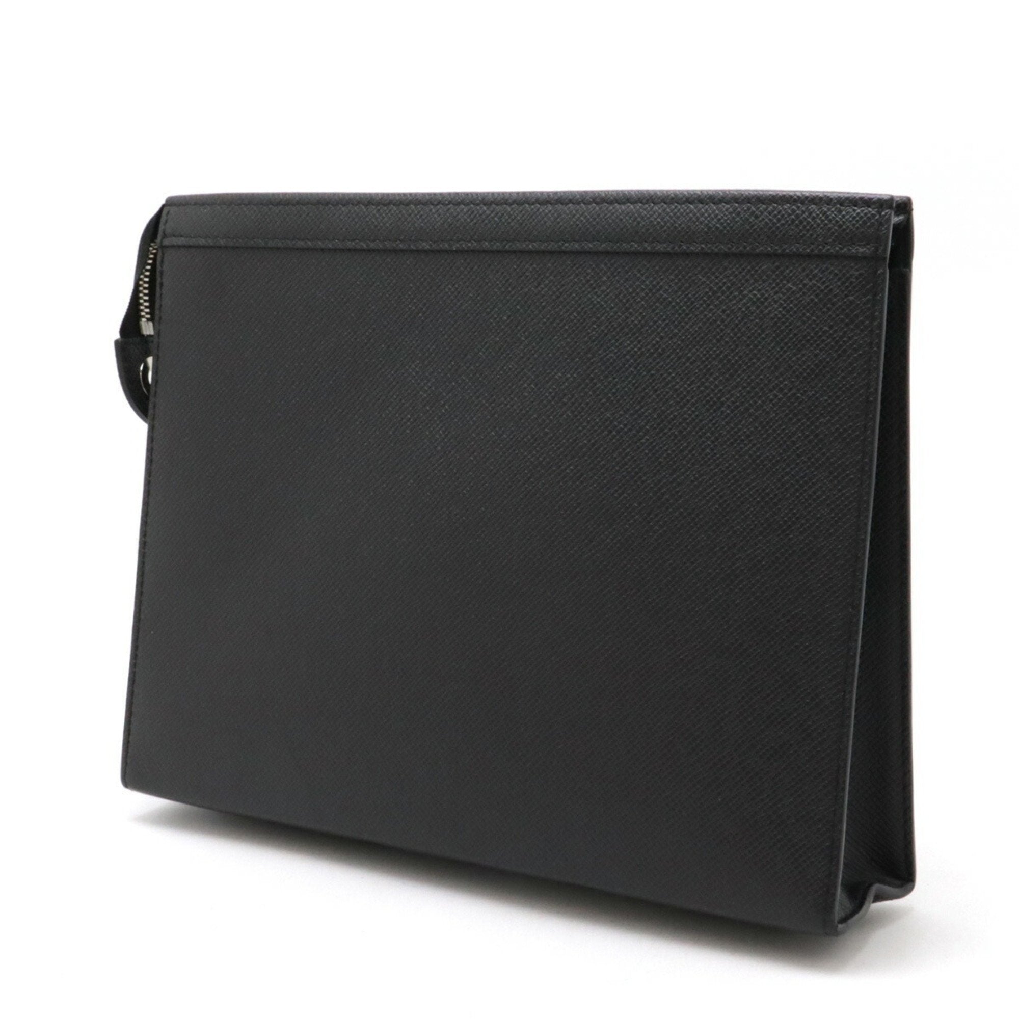 Louis Vuitton Black Noir Taiga Leather Clutch Bag Pochette (Pre-Owned)