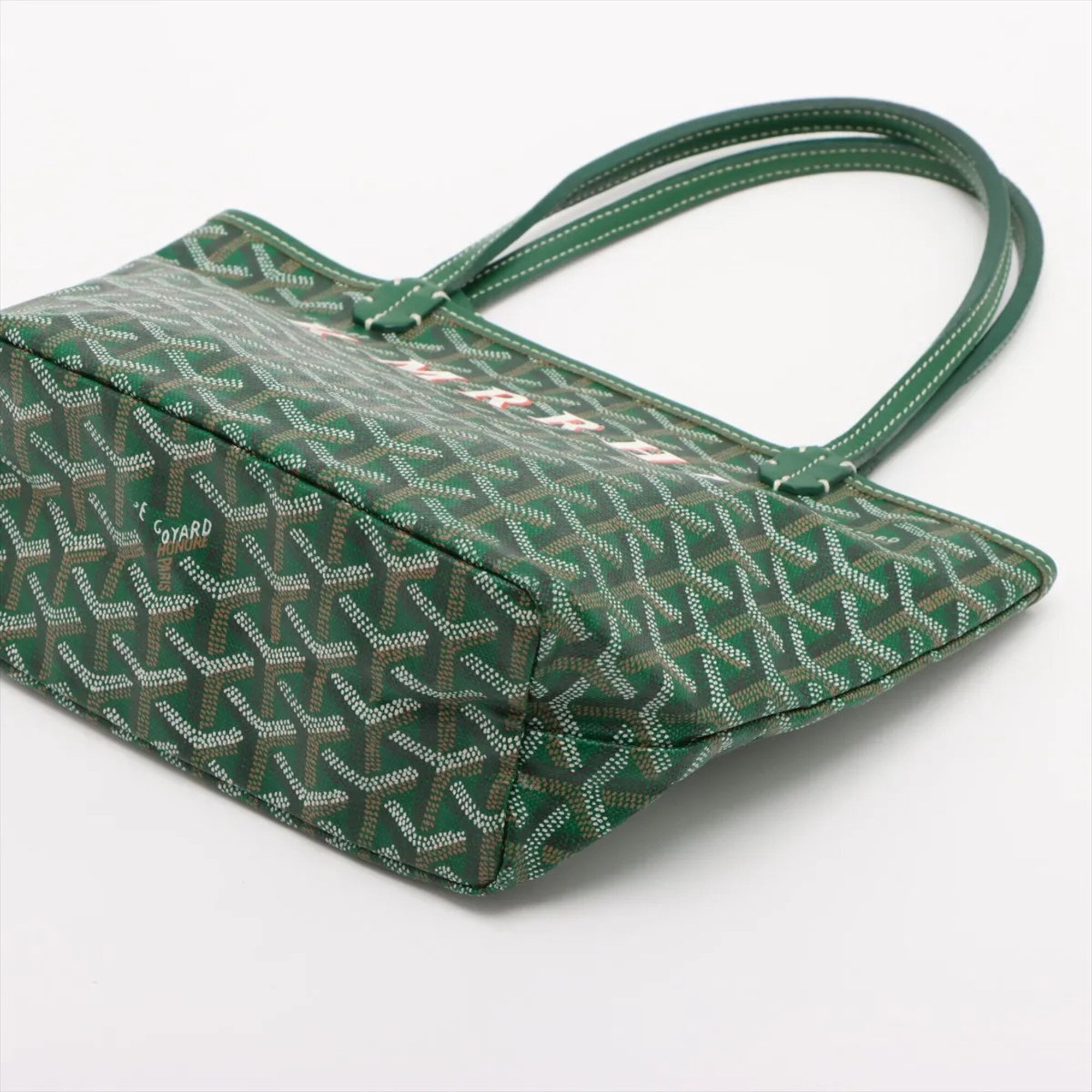 Goyard Green Coated Canvas Leather Handbag Tote Bag (Pre-Owned)
