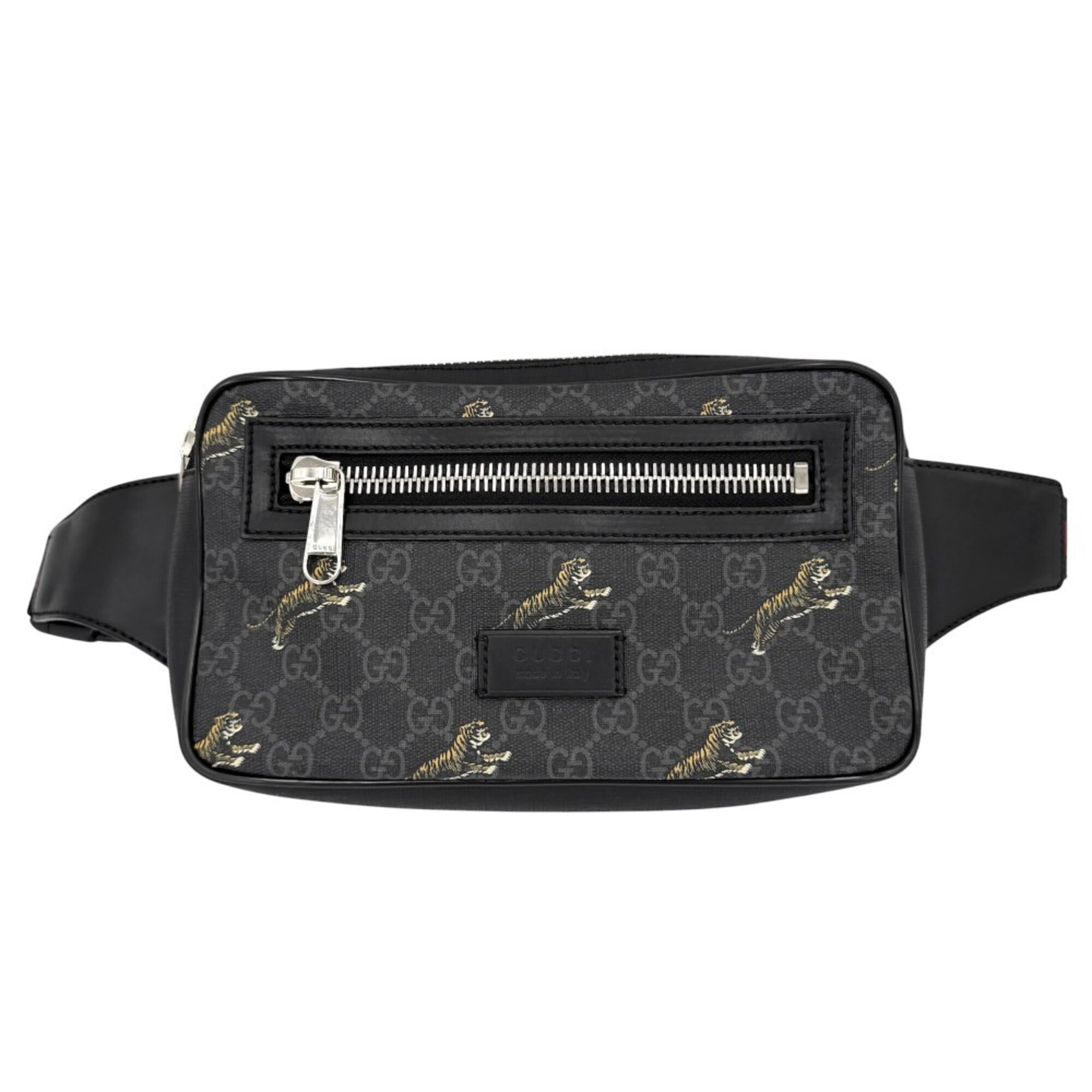 Gucci Black Gg Supreme Canvas Leather Fanny Pack Sling Bag (Pre-Owned)
