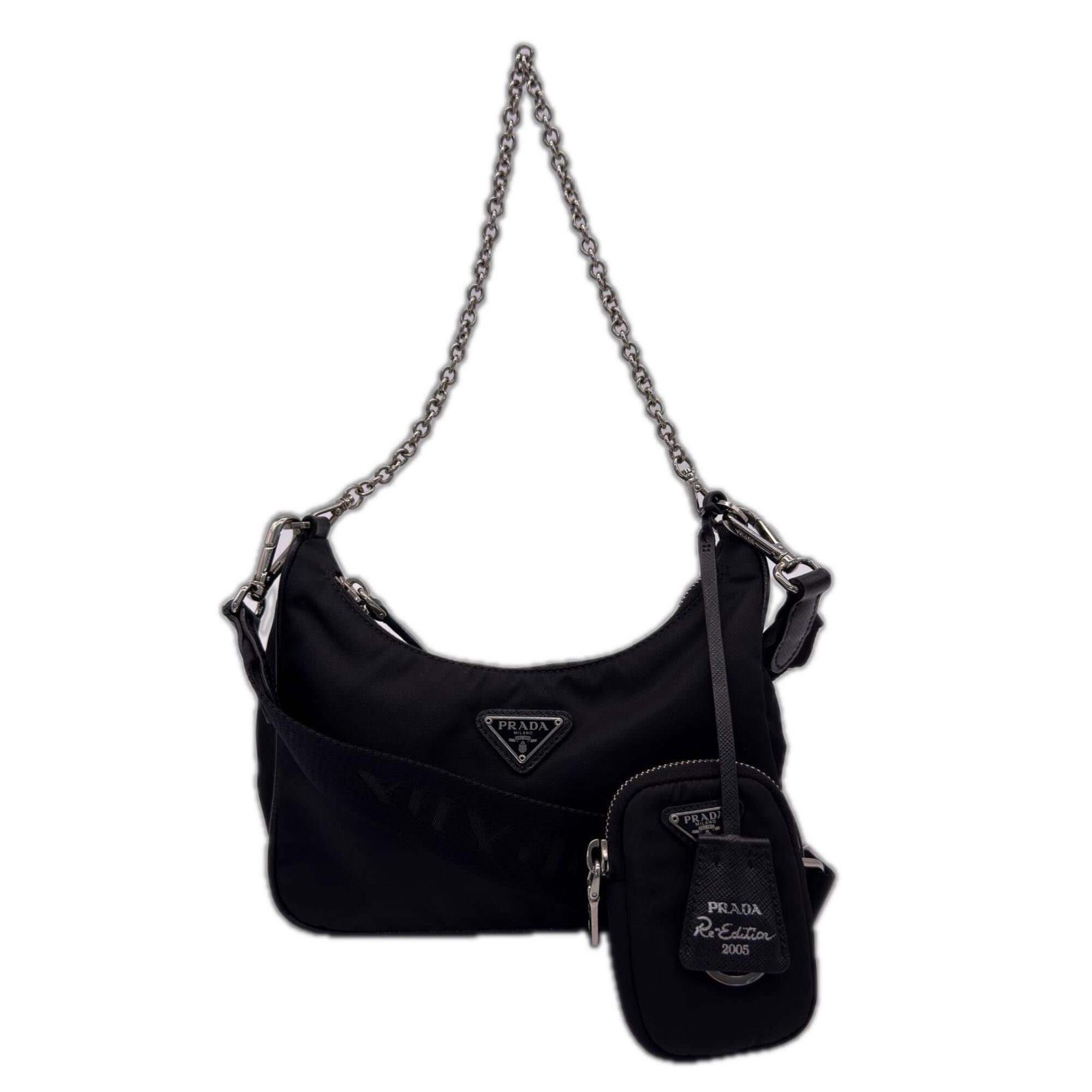 Prada Black Nylon Pouch Shoulder Bag (Pre-Owned)
