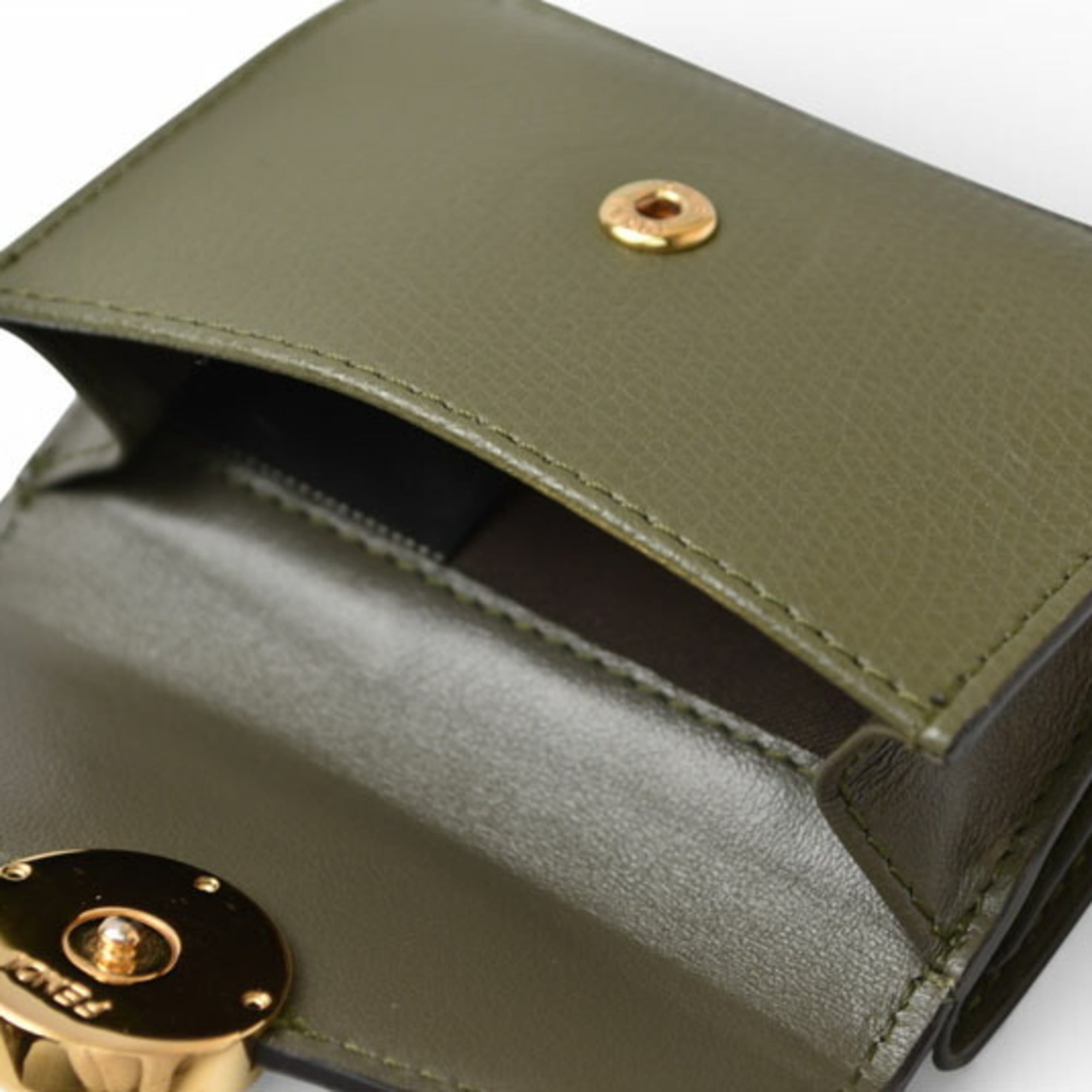 Fendi Khaki Leather Wallet (Tri-Fold) (Pre-Owned)