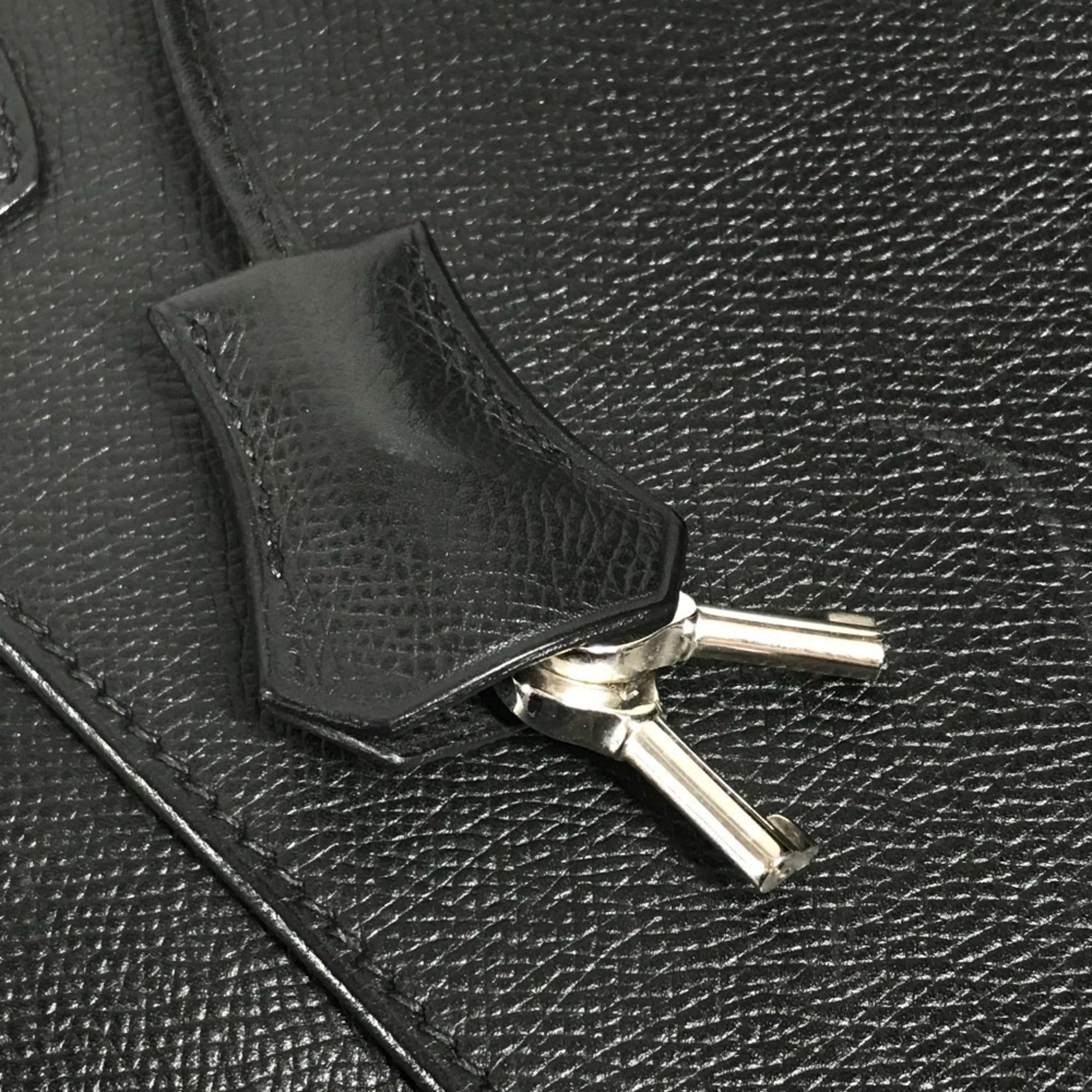 Hermes Black Leather Handbag Tote Bag (Pre-Owned)