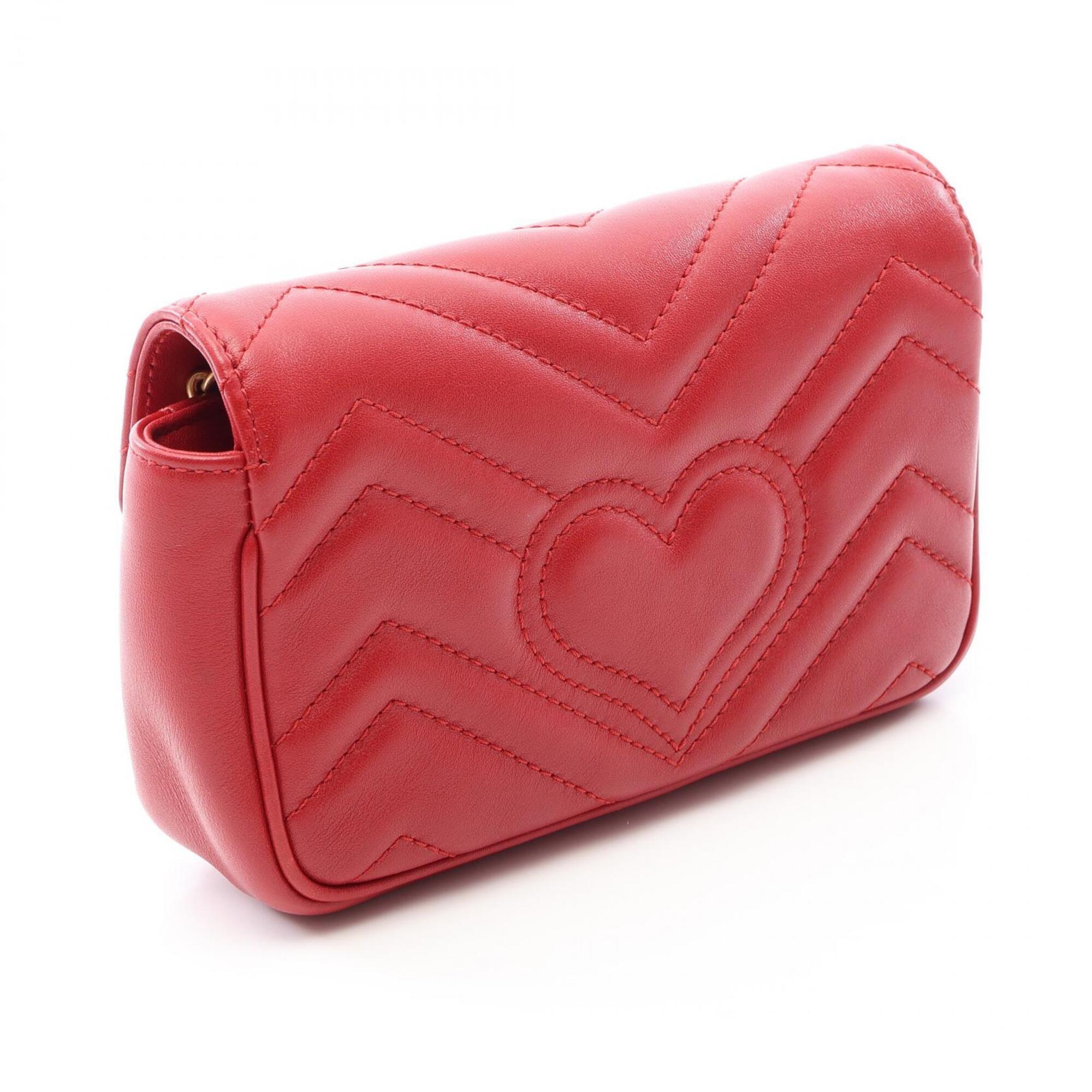 Gucci Red Color Leather Handbag Shoulder Bag (Pre-Owned)