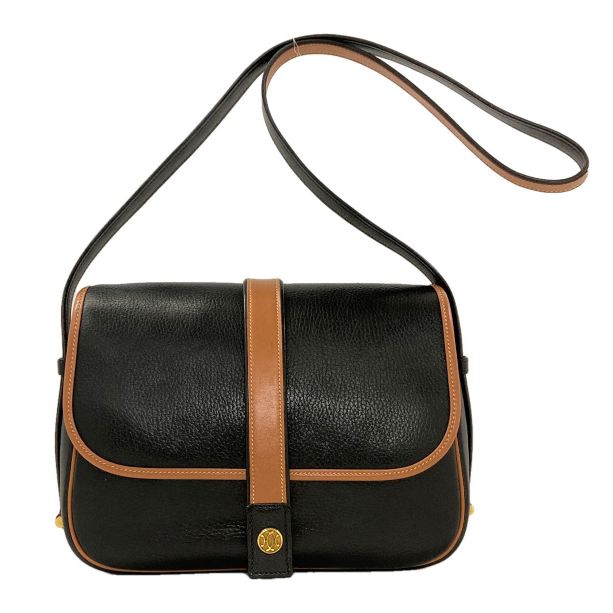 Hermes Black Brown Leather Shoulder Bag (Pre-Owned)