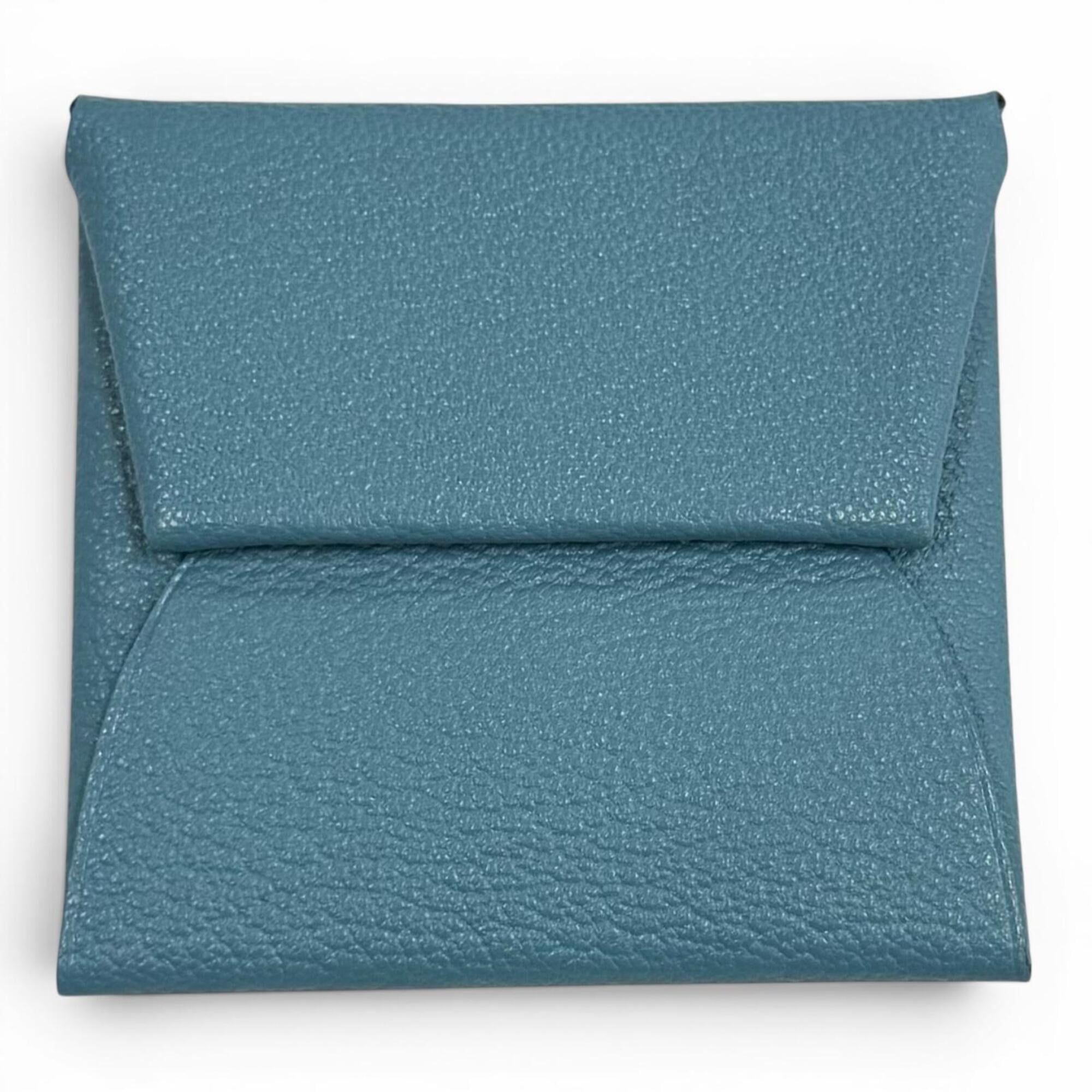 Hermes Blue Havane Chevre Leather Coin Purse/Coin Case (Pre-Owned)