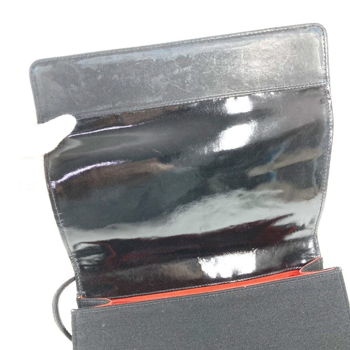 Chanel Black Cotton Patent Leather Shoulder Bag (Pre-Owned)