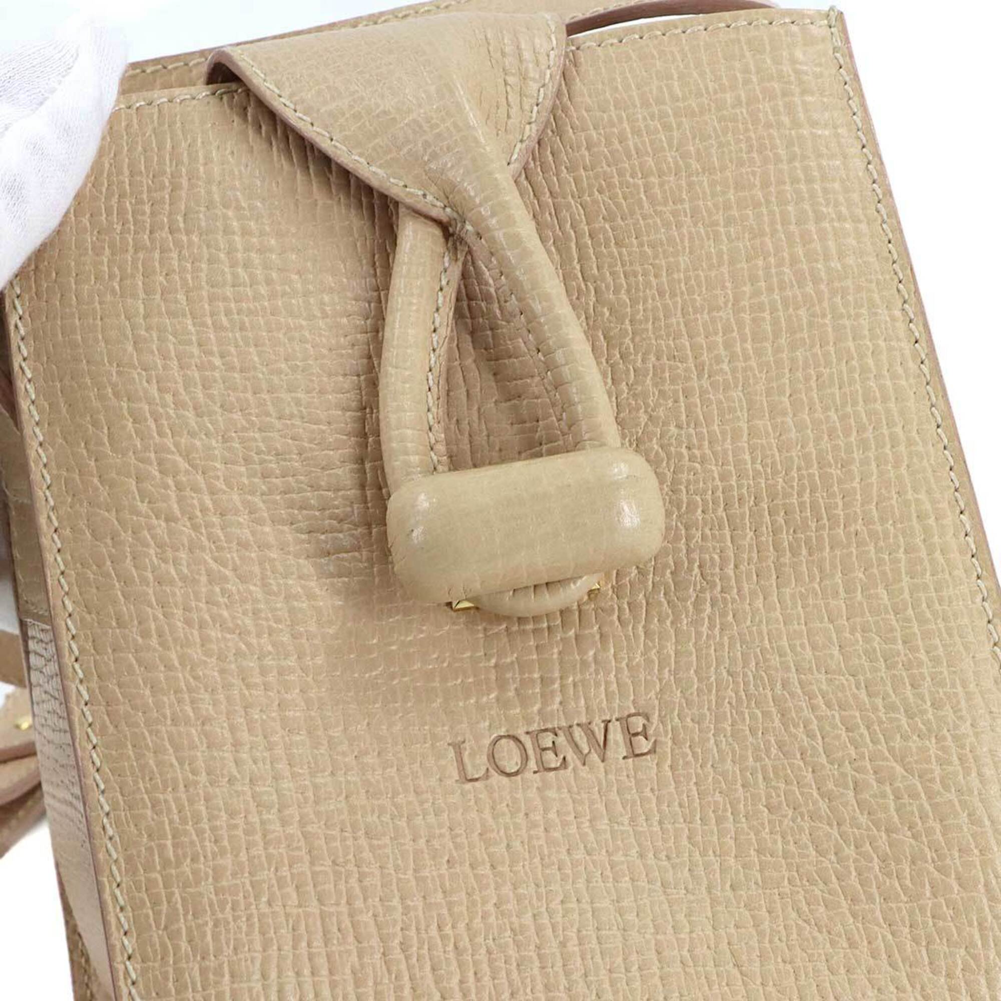 Loewe Beige Leather Handbag Shoulder Bag (Pre-Owned)