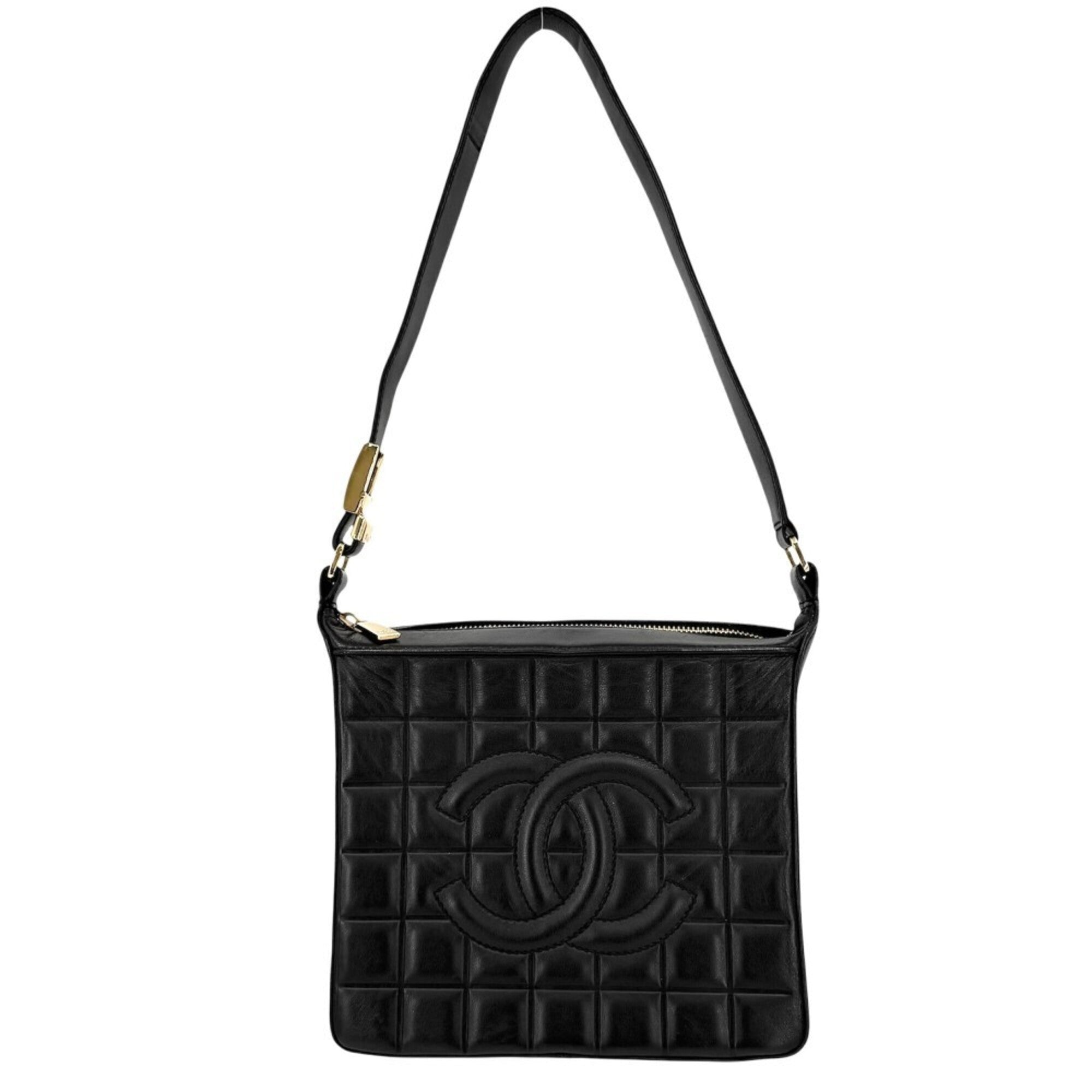 Chanel Black Leather Handbag Shoulder Bag (Pre-Owned)