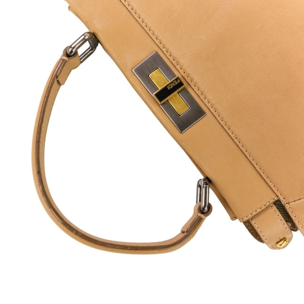 Fendi Peekaboo Beige Brown Handbag Shoulder Bag (Pre-Owned)