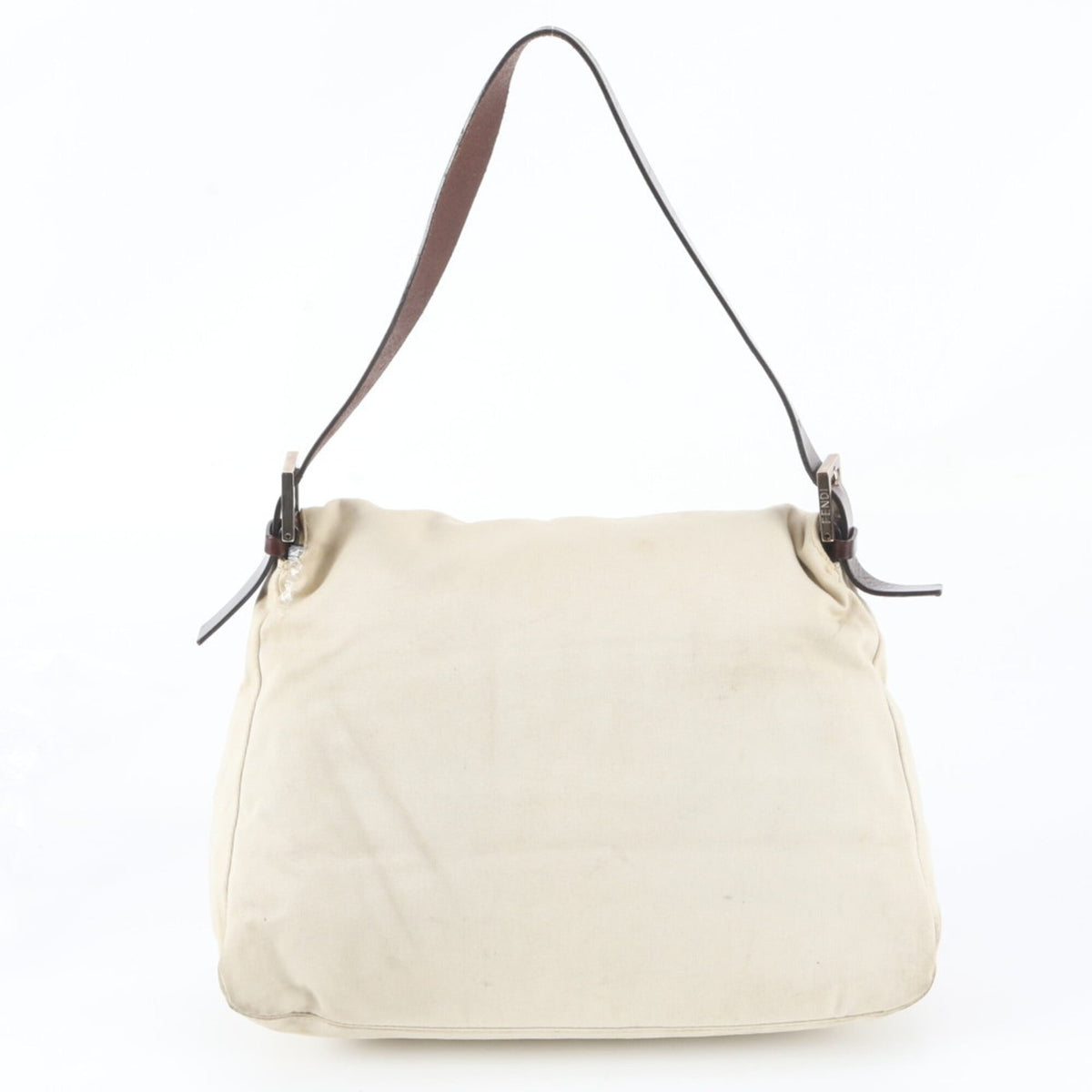 Fendi Beige Brown Leather Canvas Handbag Shoulder Bag (Pre-Owned)