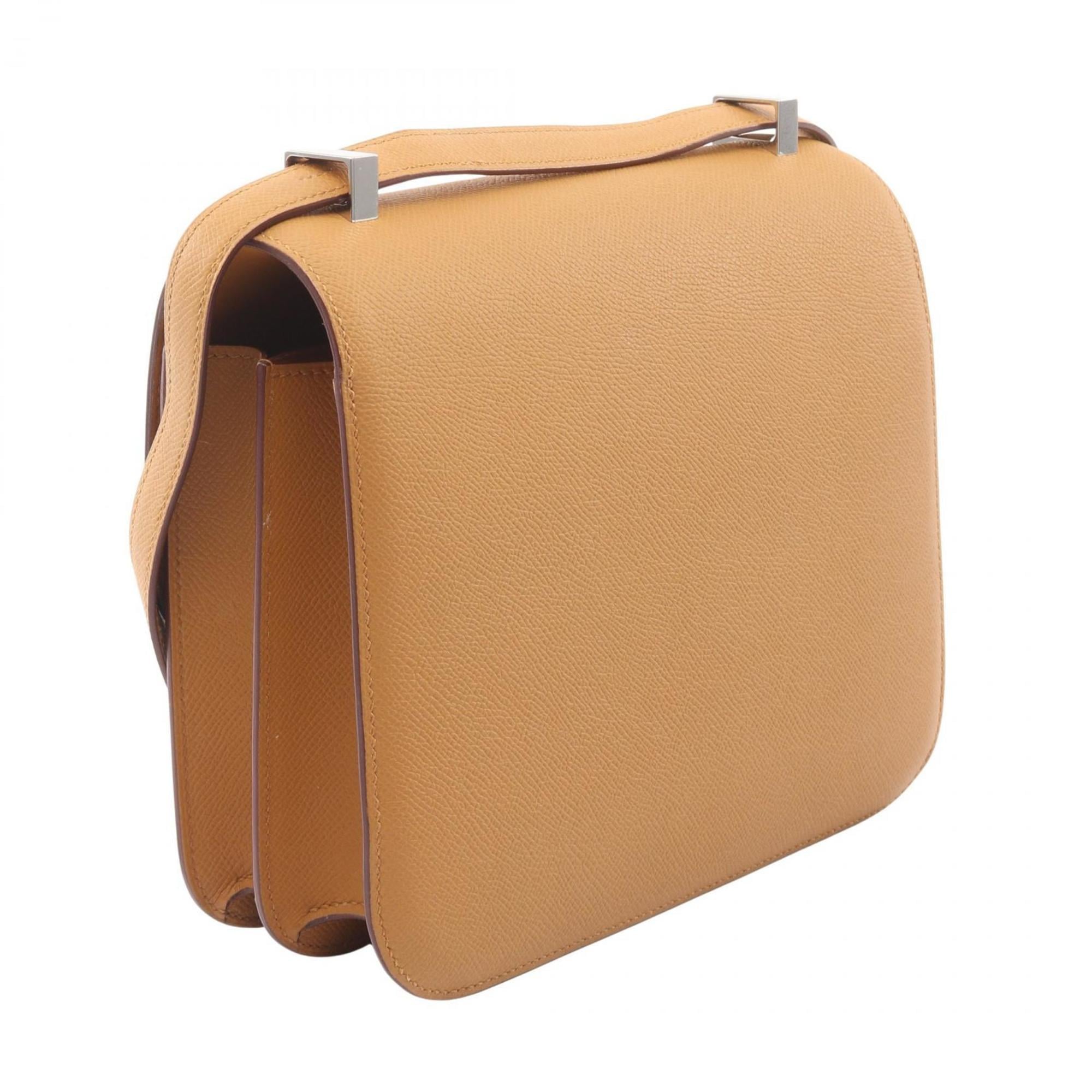 Hermes Brown Lime Leather Handbag Shoulder Bag (Pre-Owned)