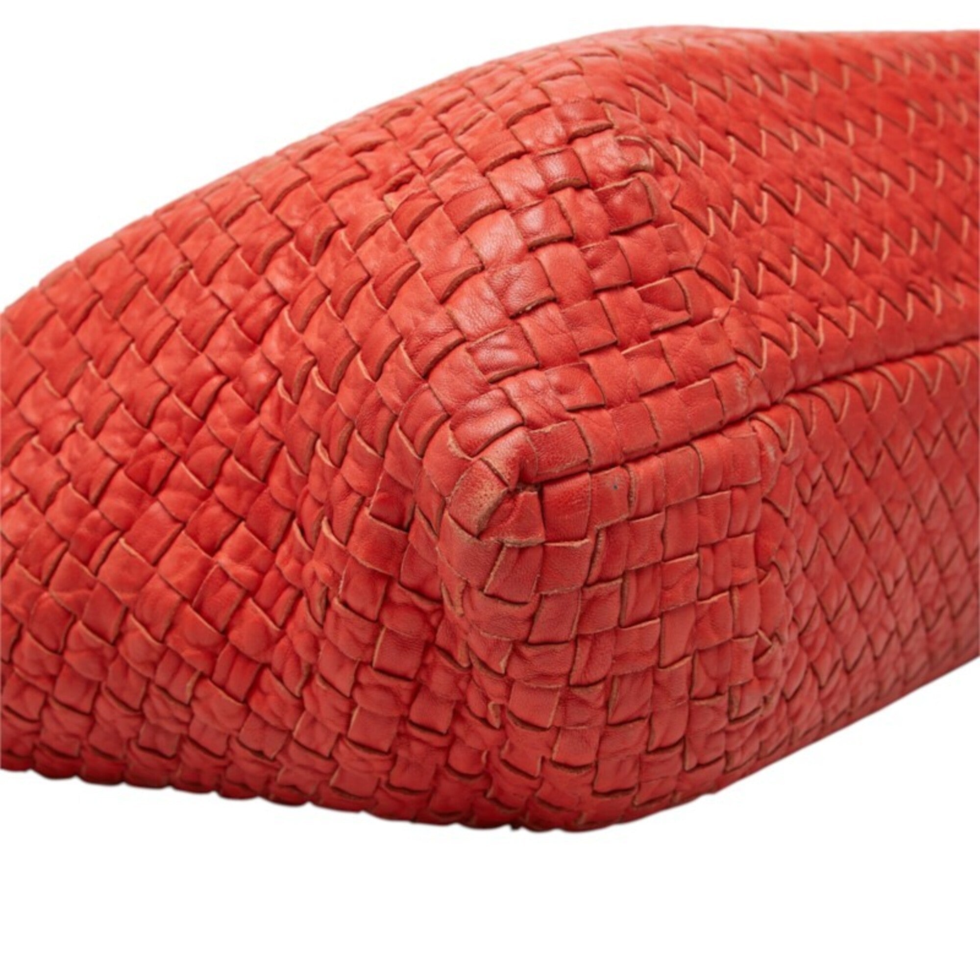 Bottega Veneta Red Color Leather Tote Bag (Pre-Owned)
