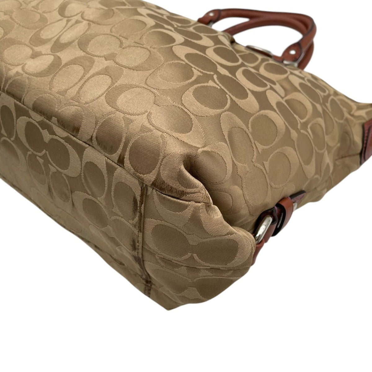 Coach Beige Brown Leather Handbag Shoulder Bag Tote Bag (Pre-Owned)