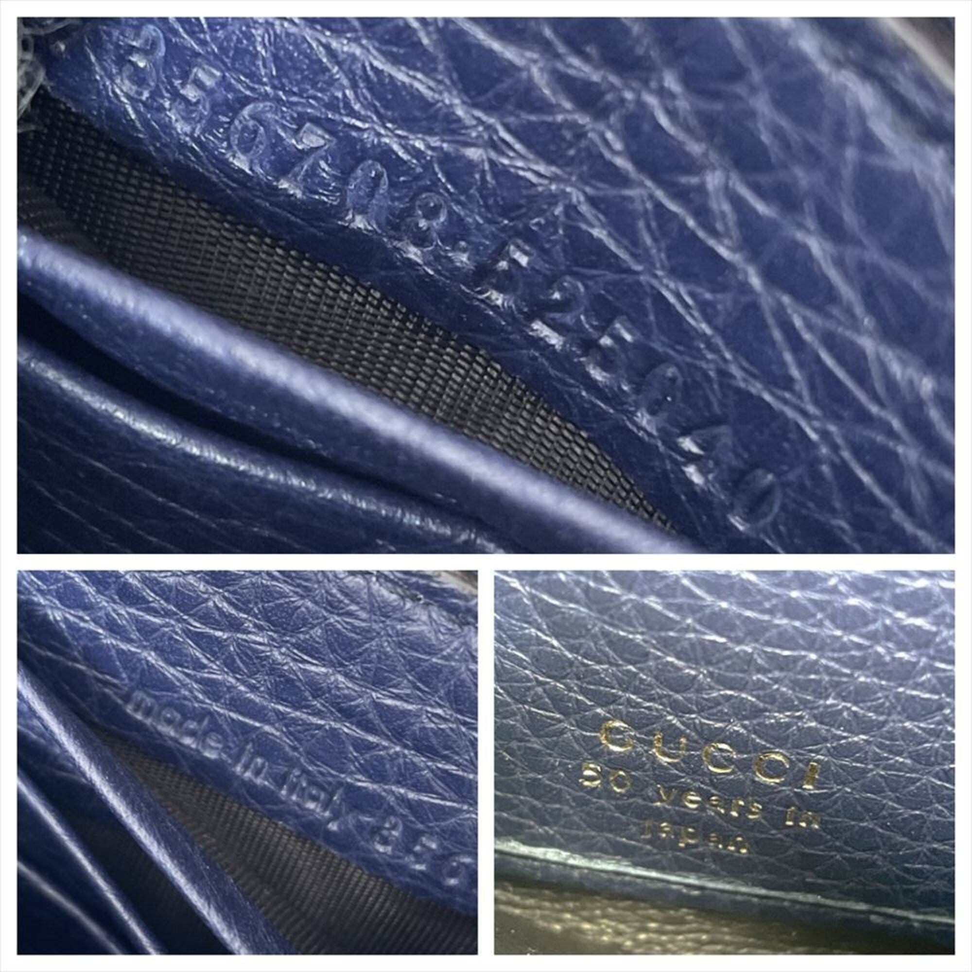 Gucci Navy Gg Leather Canvas Long Wallet (Bi-Fold) (Pre-Owned)