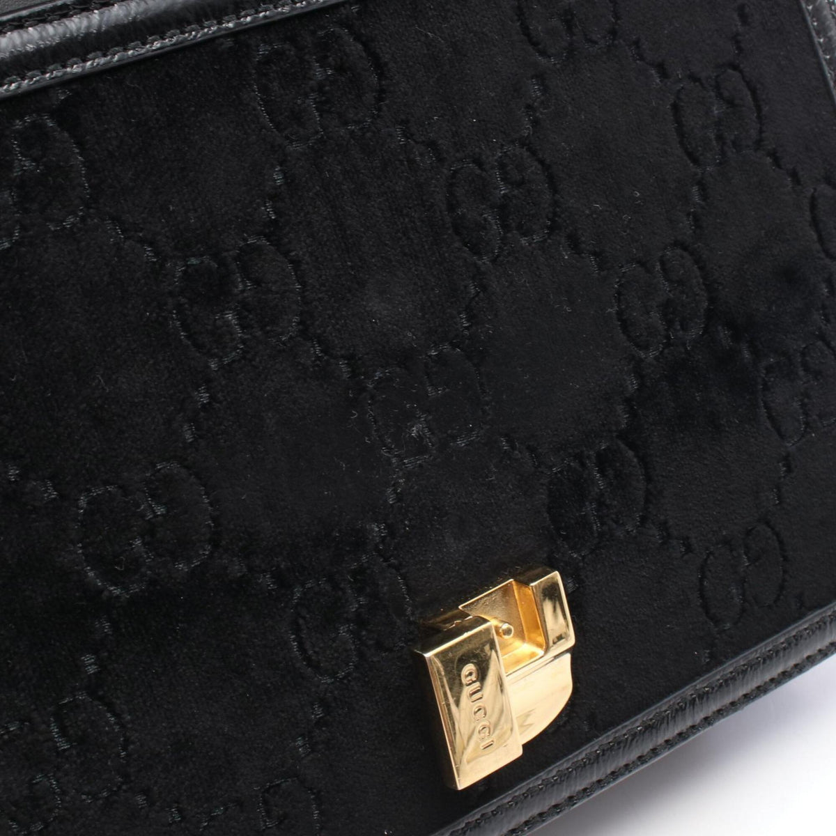 Gucci Black Multi-Color Fabric Patent Leather Handbag Shoulder Bag (Pre-Owned)