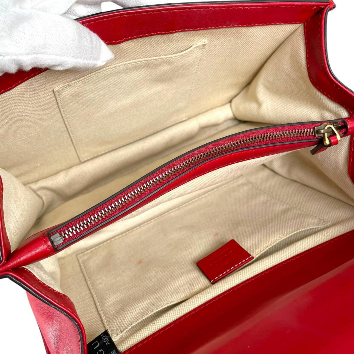 Gucci Red Color Leather Handbag Shoulder Bag (Pre-Owned)