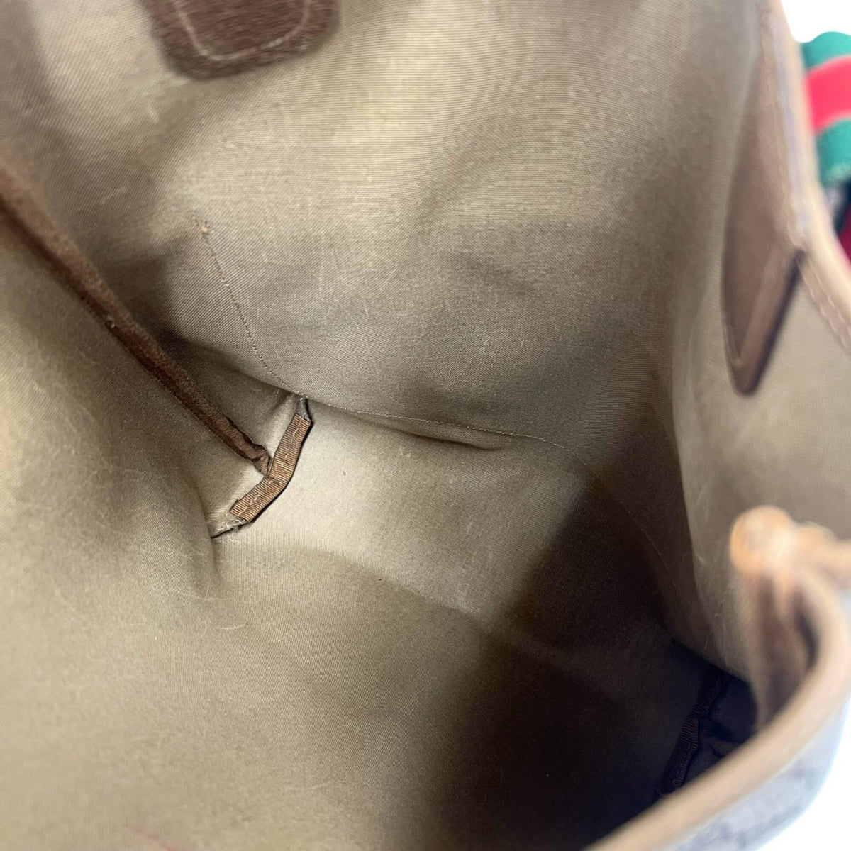 Gucci Brown Green Red Color Leather Pvc Tote Bag (Pre-Owned)