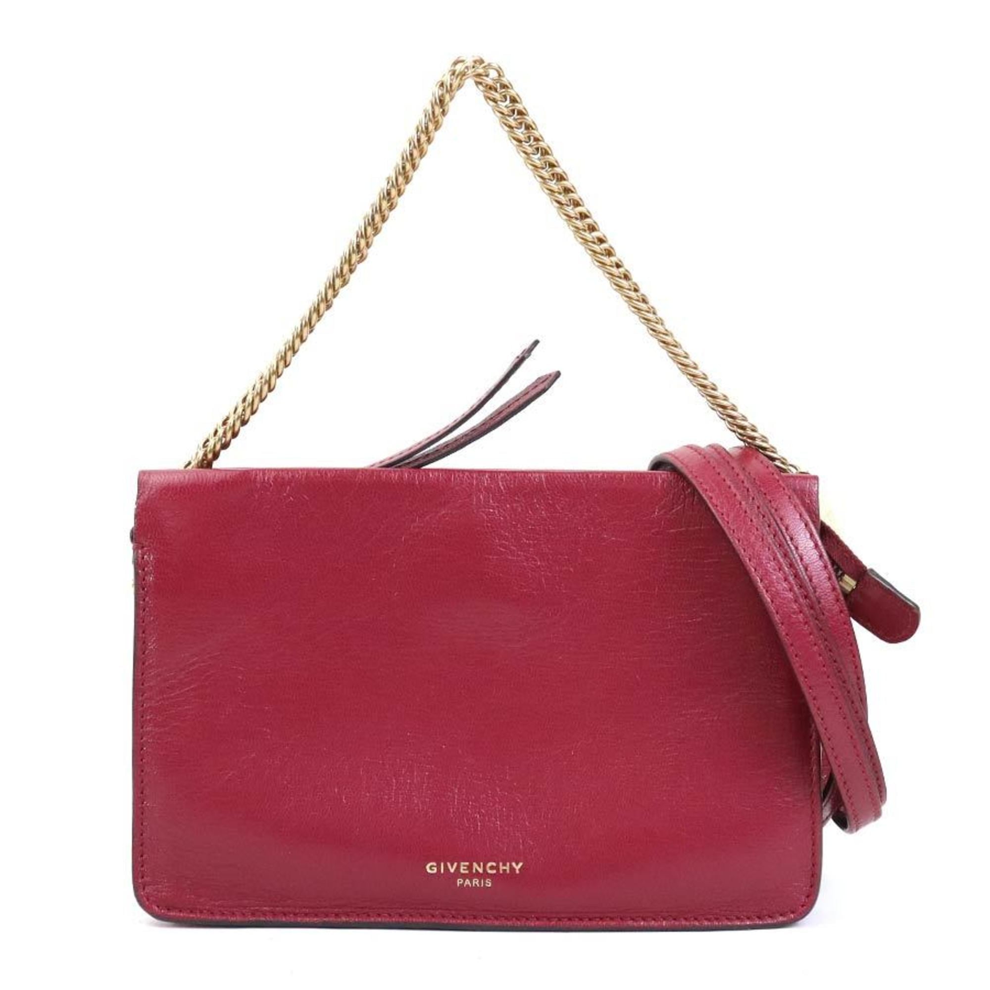 Givenchy Red Color Wine Leather Suede Shoulder Bag (Pre-Owned)