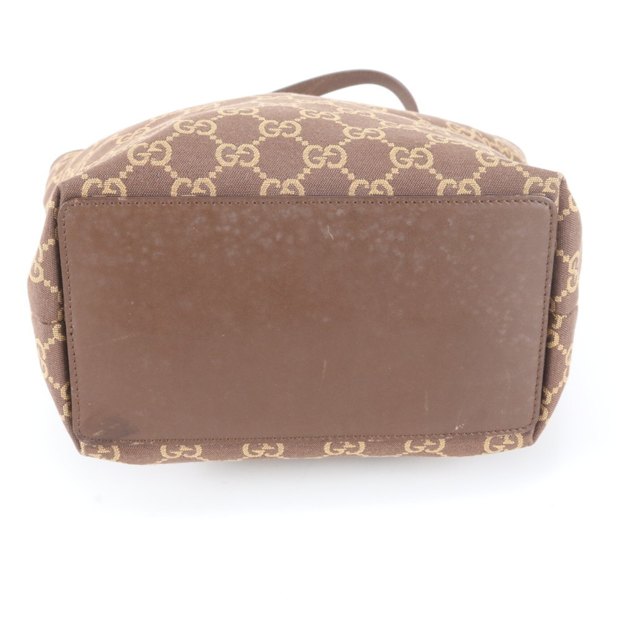 Gucci Gg Canvas Brown Gg Canvas Leather Handbag Tote Bag (Pre-Owned)