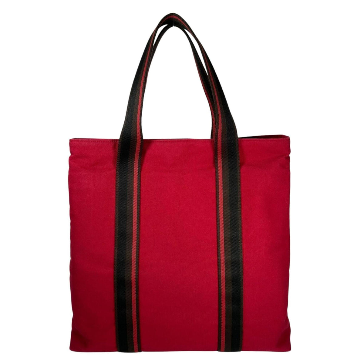 Hermes Black Brown Red Color Canvas Leather Handbag (Pre-Owned)