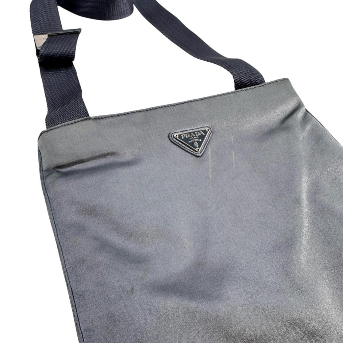 Prada Gray Satin Pochette Shoulder Bag (Pre-Owned)