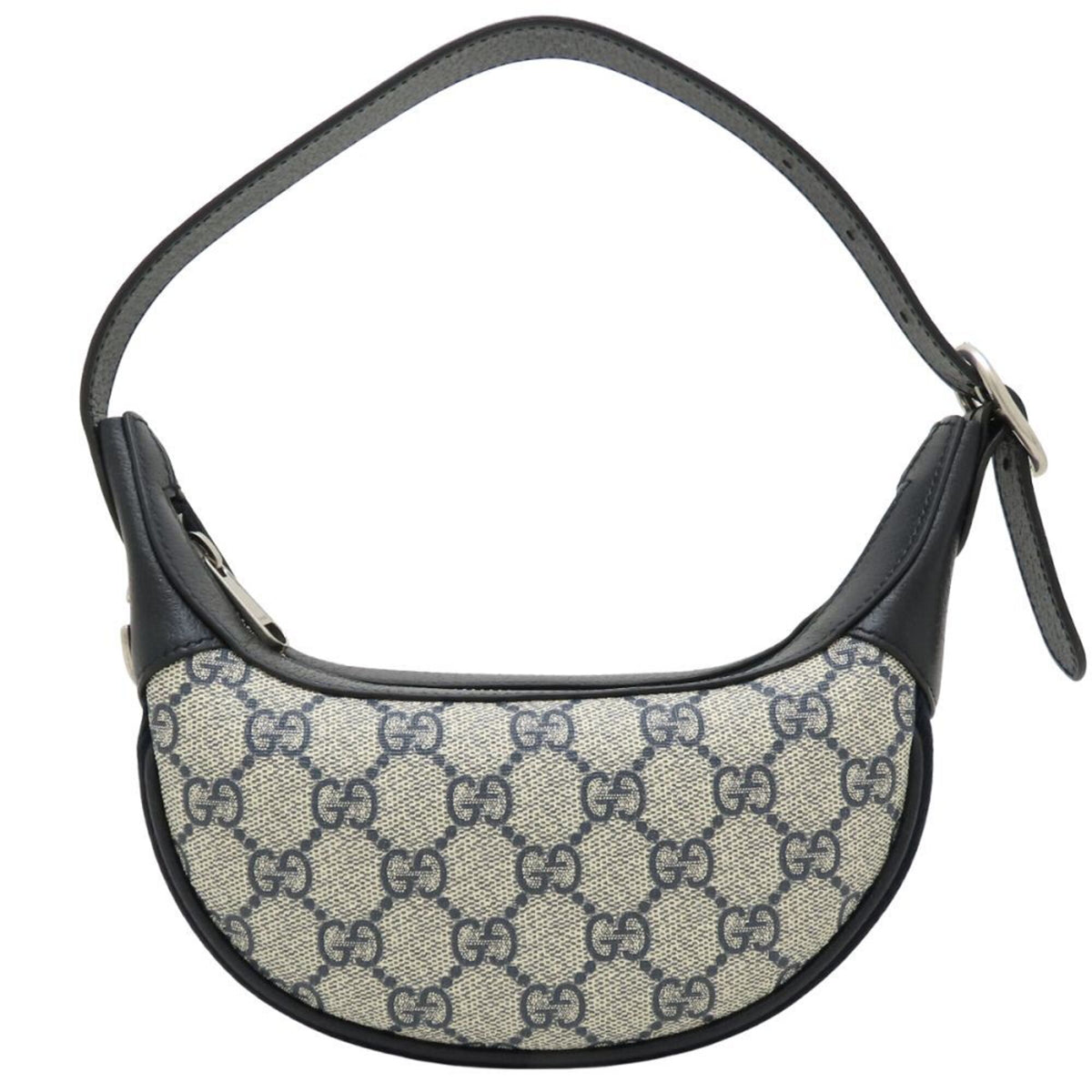 Gucci Beige Navy Gg Supreme Canvas Leather Handbag Pouch (Pre-Owned)