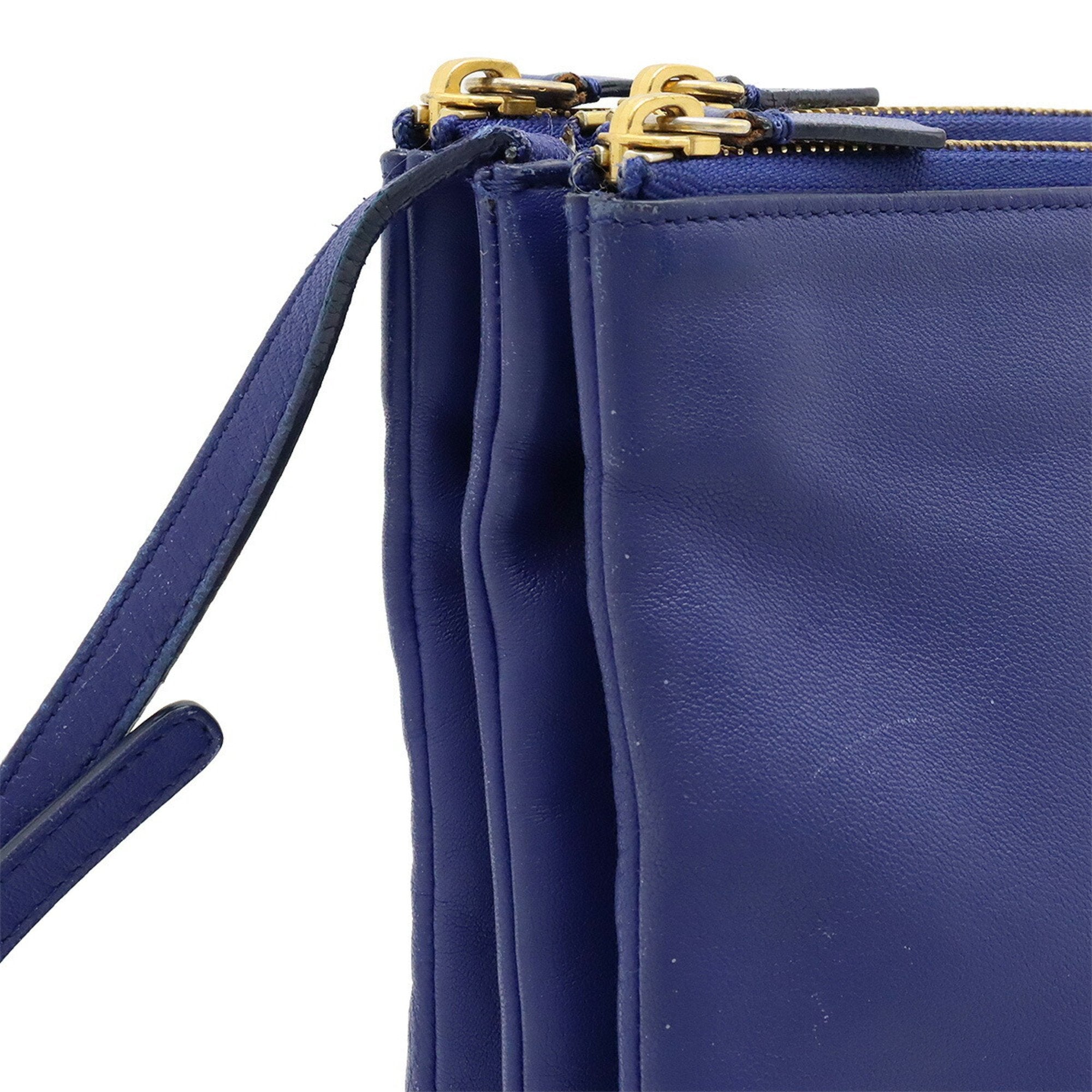 Celine Blue Leather Pochette Pouch Shoulder Bag (Pre-Owned)