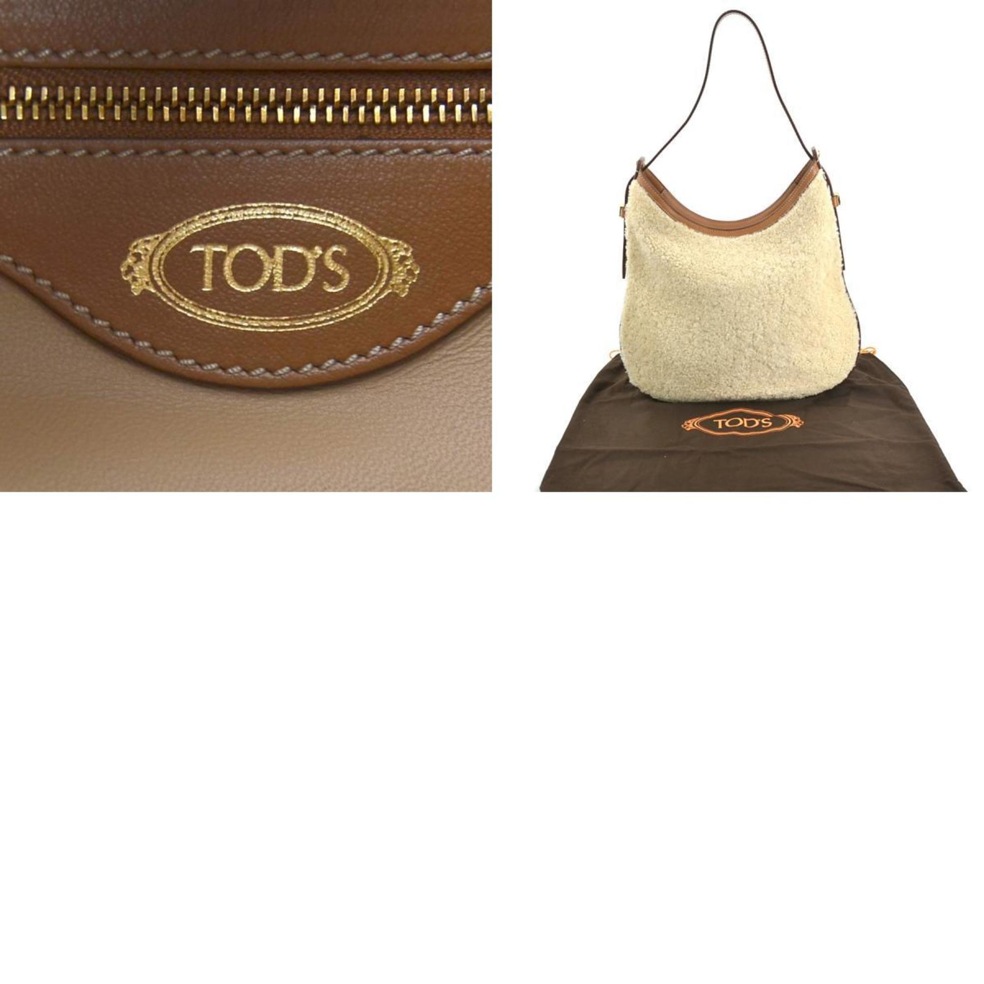 Tod's Beige Brown Leather Shoulder Bag (Pre-Owned)