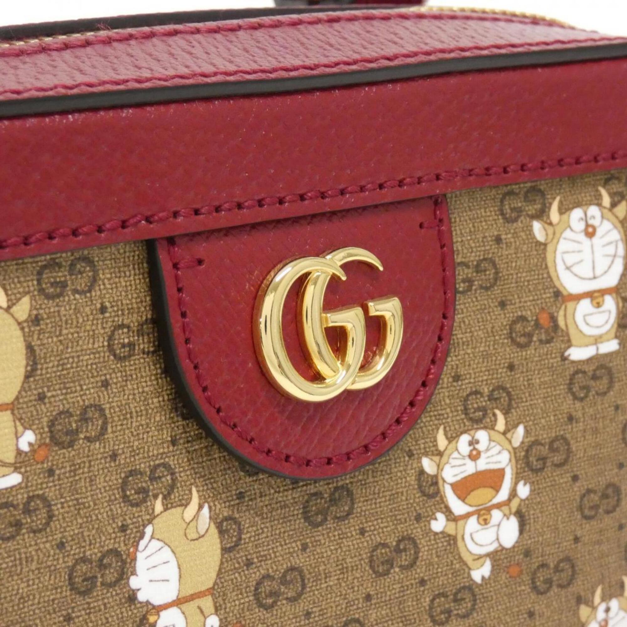Gucci Beige Cherry Red Gg Supreme Leather Shoulder Bag (Pre-Owned)